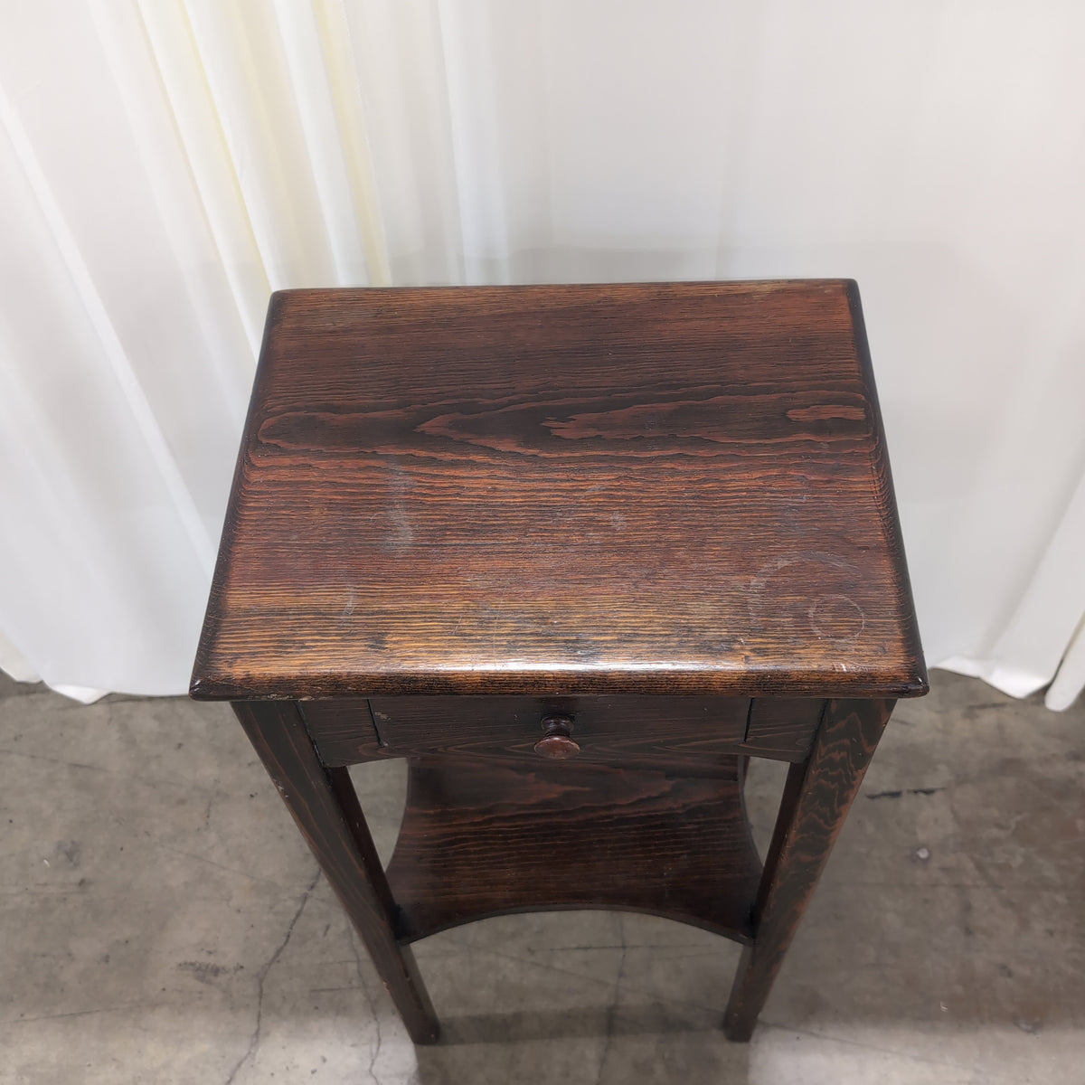 Dark Brown Wood Nightstand with Drawer and Shelf