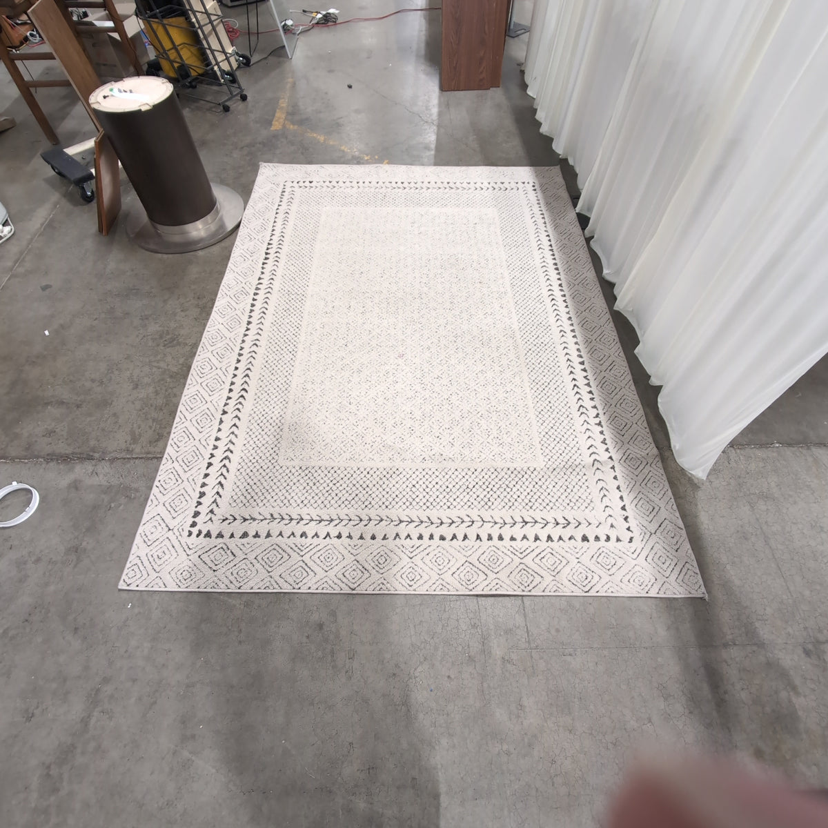Surya White and Grey Geometric Pattern Area Rug