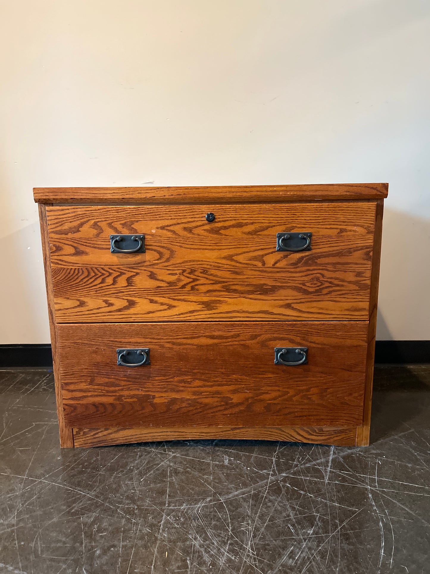 Solid Oak 2-Drawer Lateral File Cabinet
