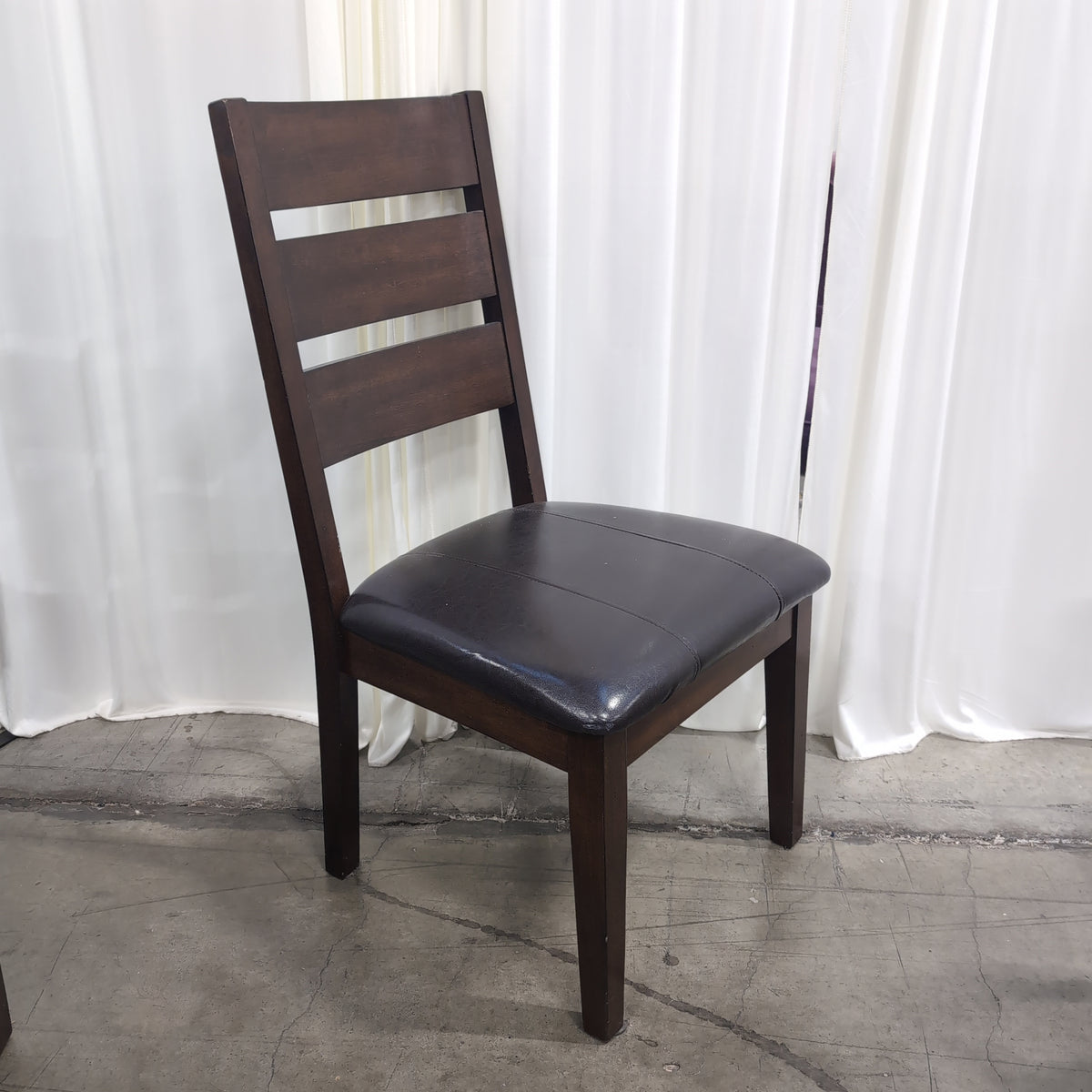 Dark Brown Wood Dining Table with Six Chairs