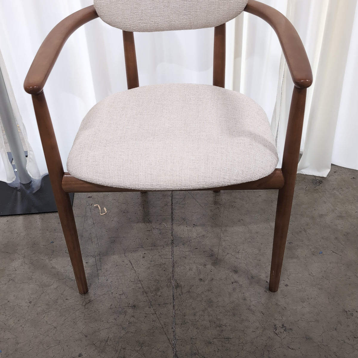 Pair of Mid-Century Style Wood Dining Chairs with Upholstered Seats