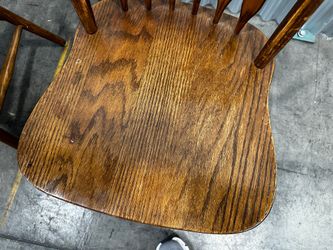 Amish Style Solid Oak Spindle Bow Back Windsor Chairs (pair)