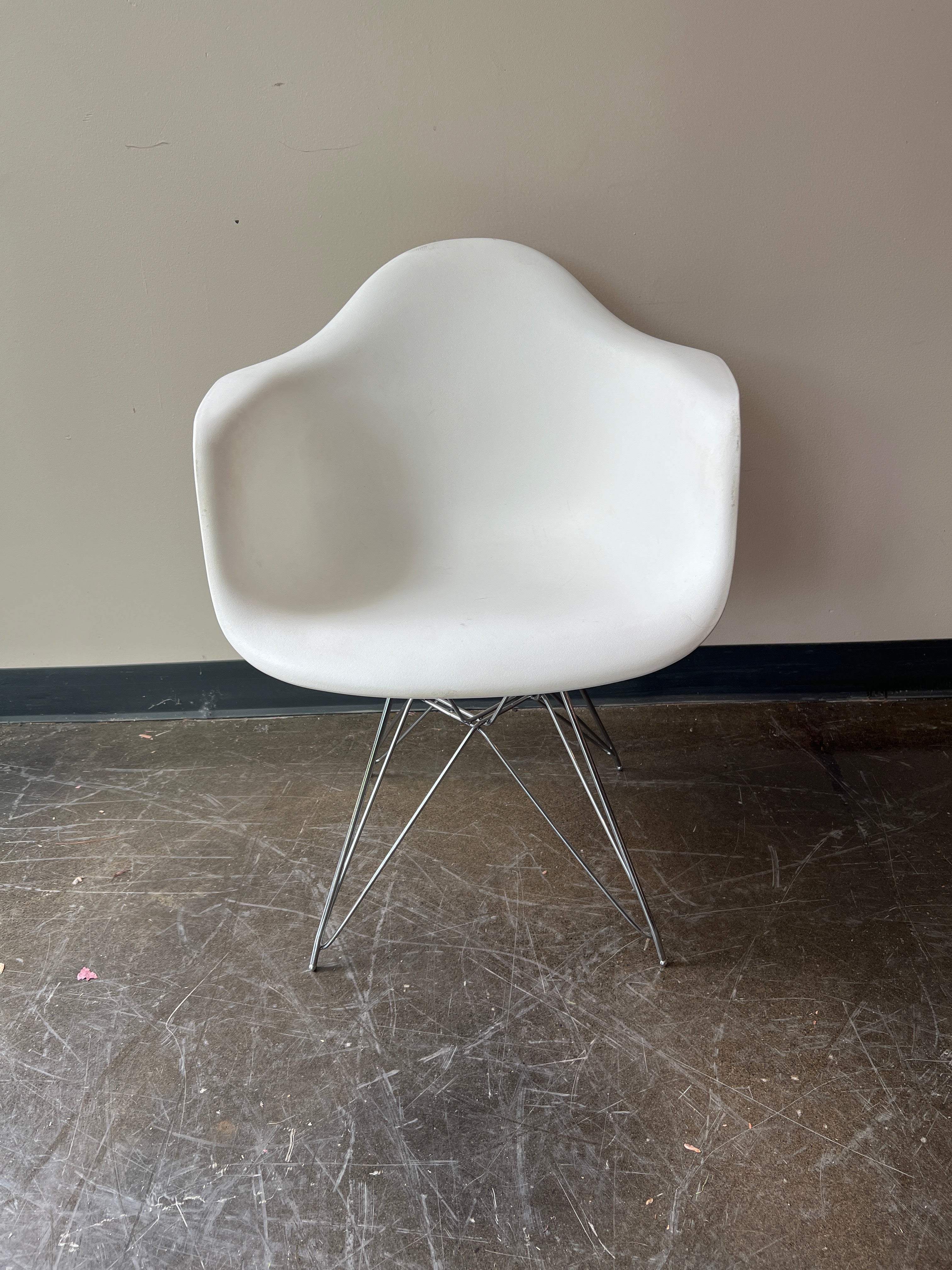 Eames Inspired Plastic Armchair with Chrome Legs