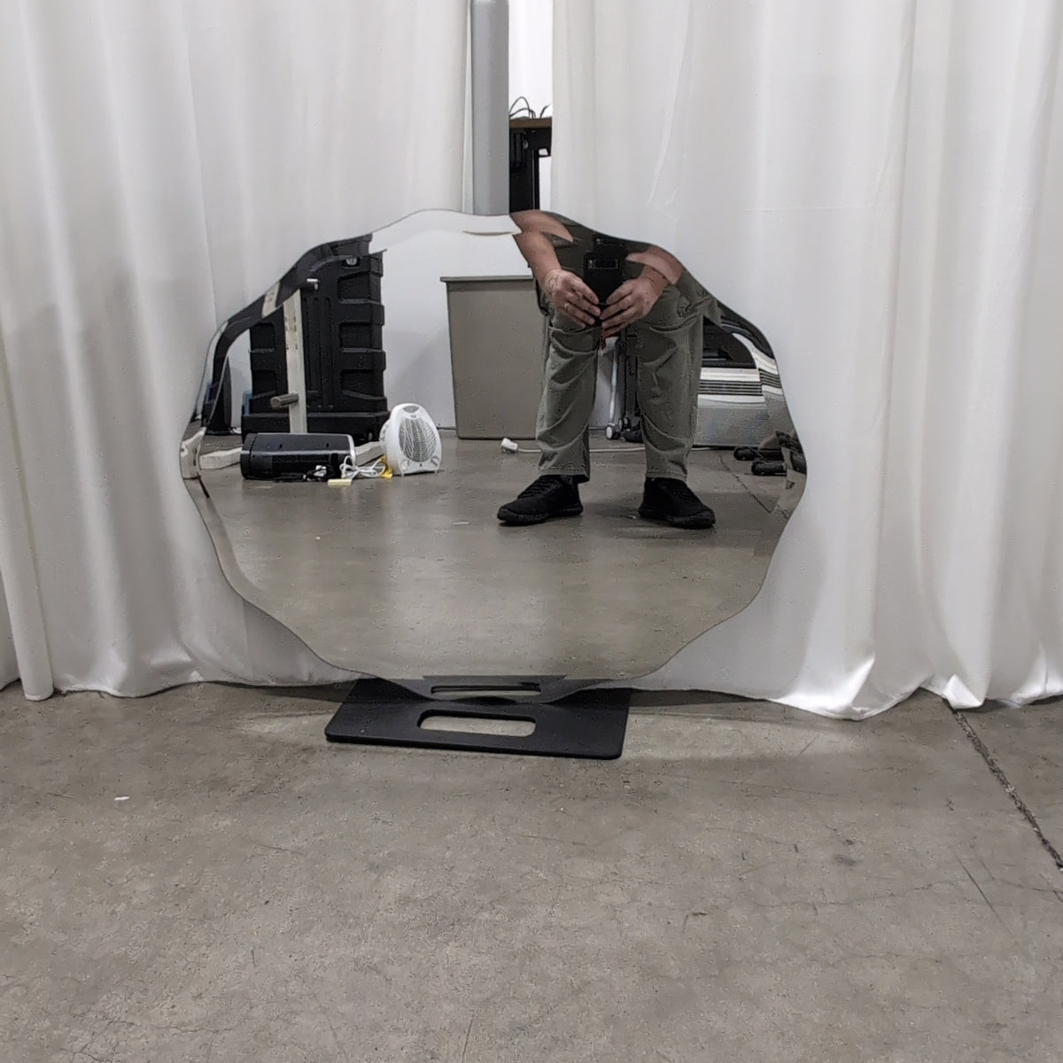 Geometric Frameless Octagonal Mirror with Stand