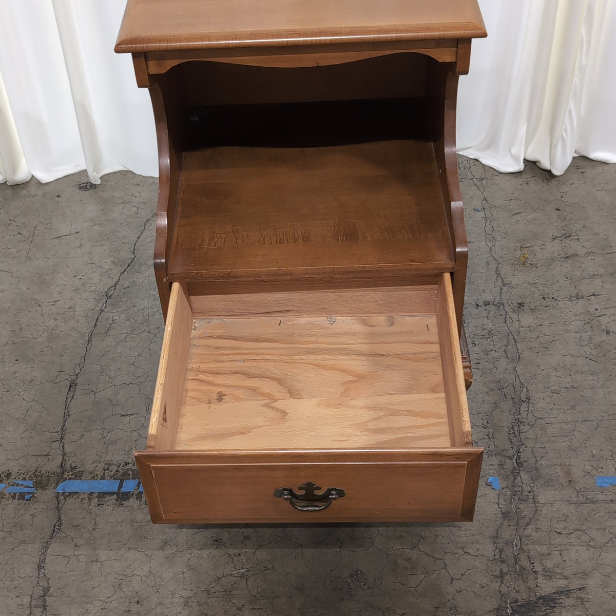 Traditional Wood One-Drawer Nightstand with Ornate Hardware