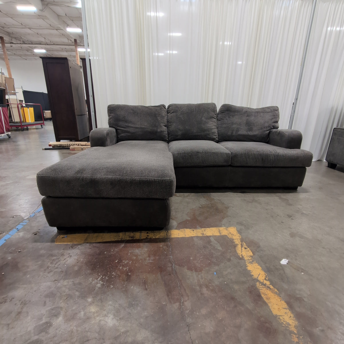 Dark Gray Fabric L-Shaped Sectional Couch
