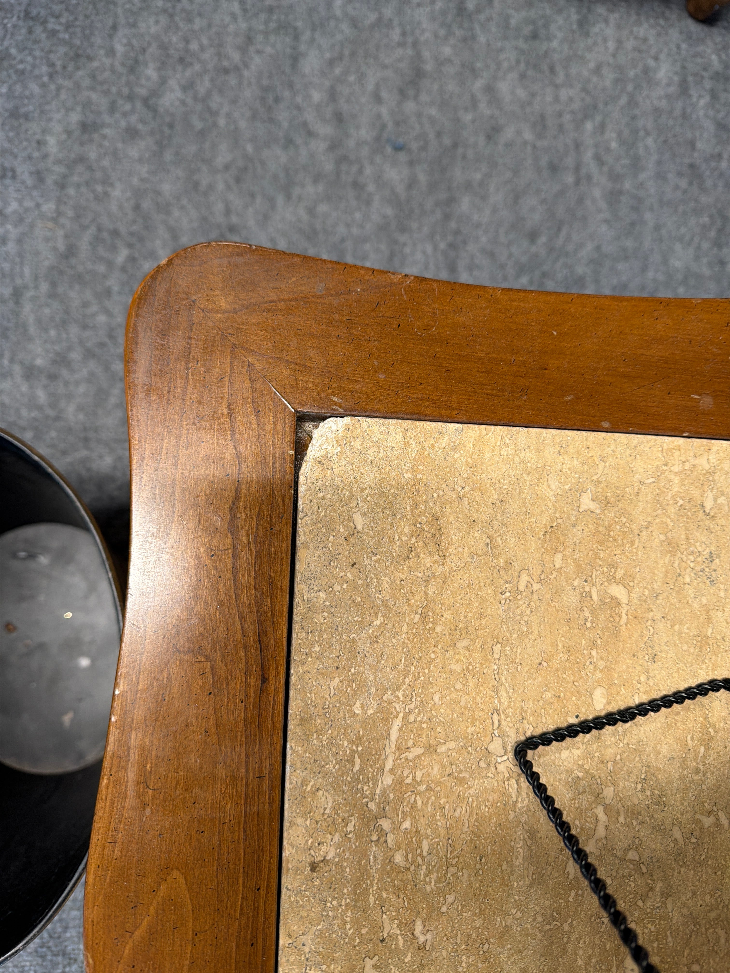 HERITAGE Wood Coffee Table with Stone Inlays | Stone-Damage