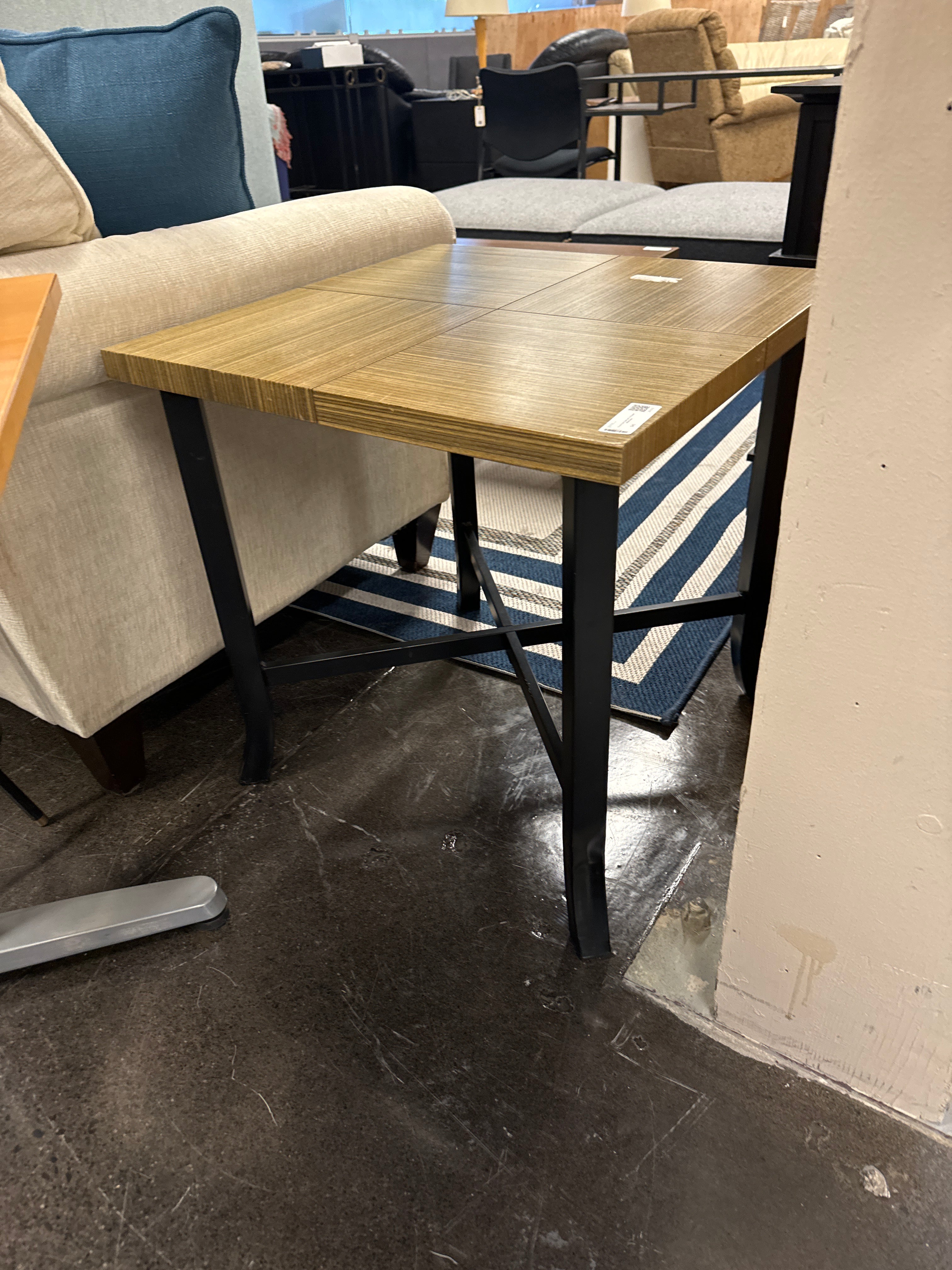 Square Side Table with X-Shaped Metal Base