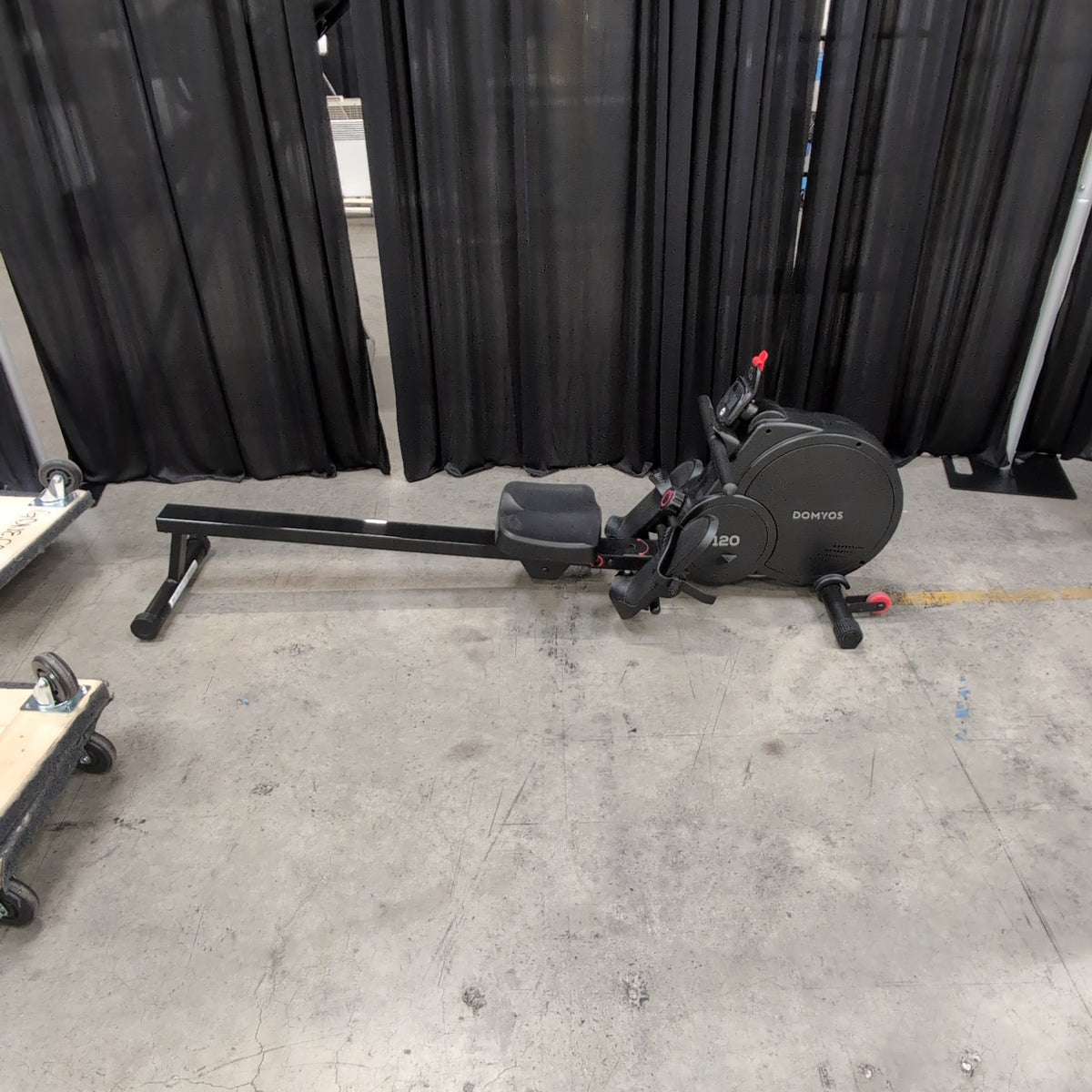 Domyos-Black Home Gym Rowing Machine with Red Accents