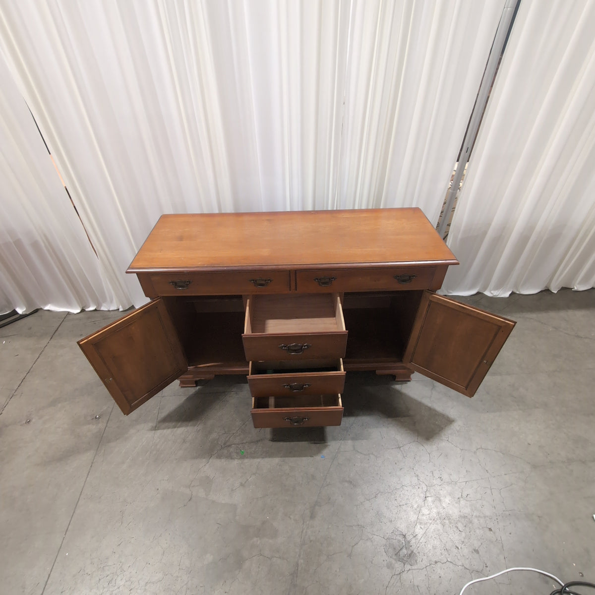 Young Republic Traditional Medium Brown Wood Buffet with Ornate Hardware