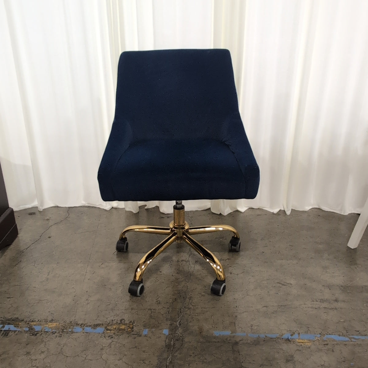 Deep Blue Velvet Swivel Office Chair