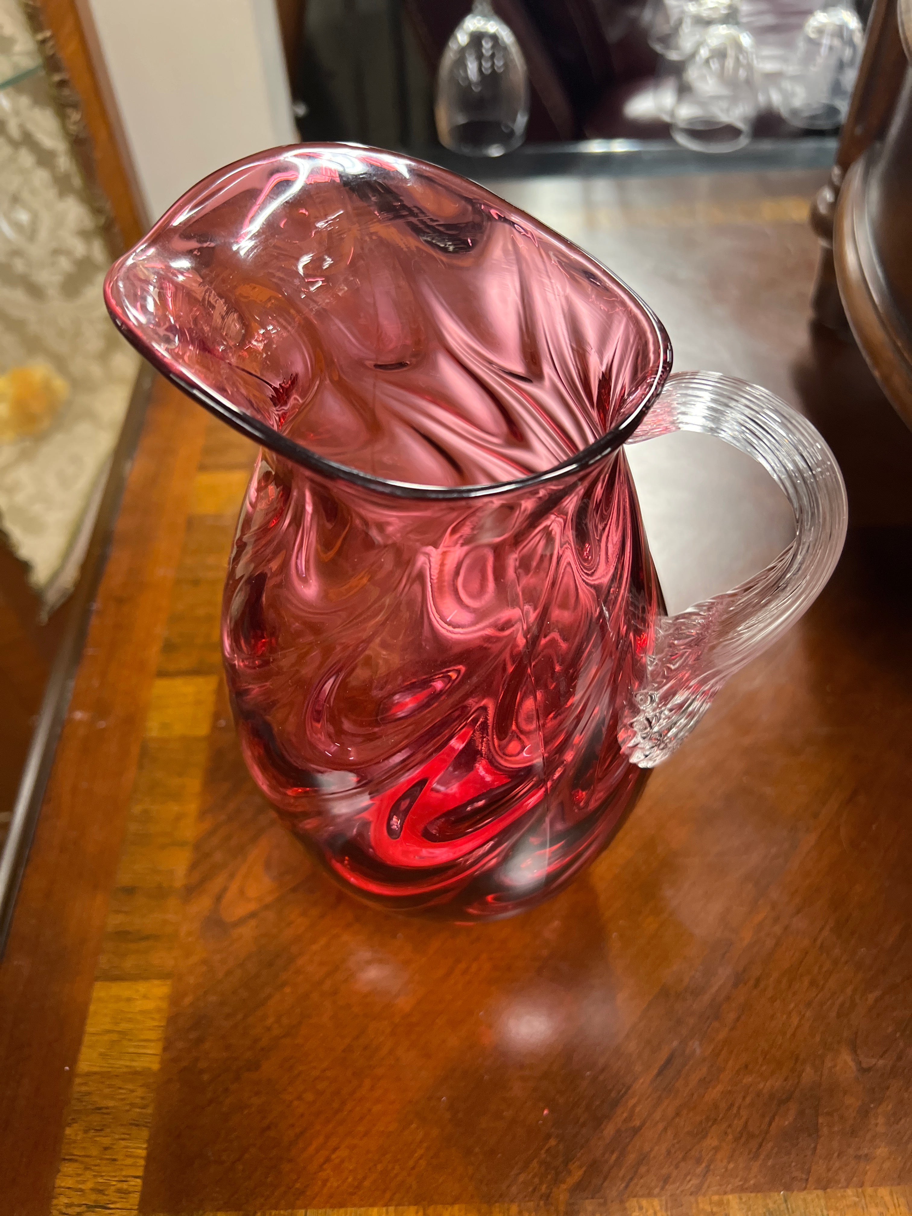 Pink Glass Water Pitcher
