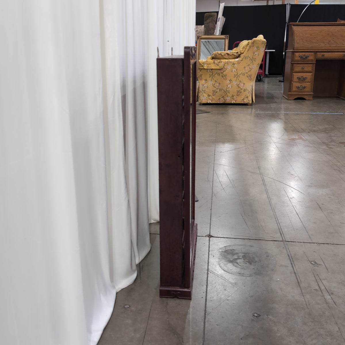 Reddish Brown Wood Display Case with Intricate Shelving