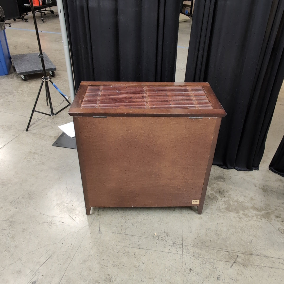 Pier 1 Imports- Dark Brown Wood Laundry Hamper with Bamboo Slats