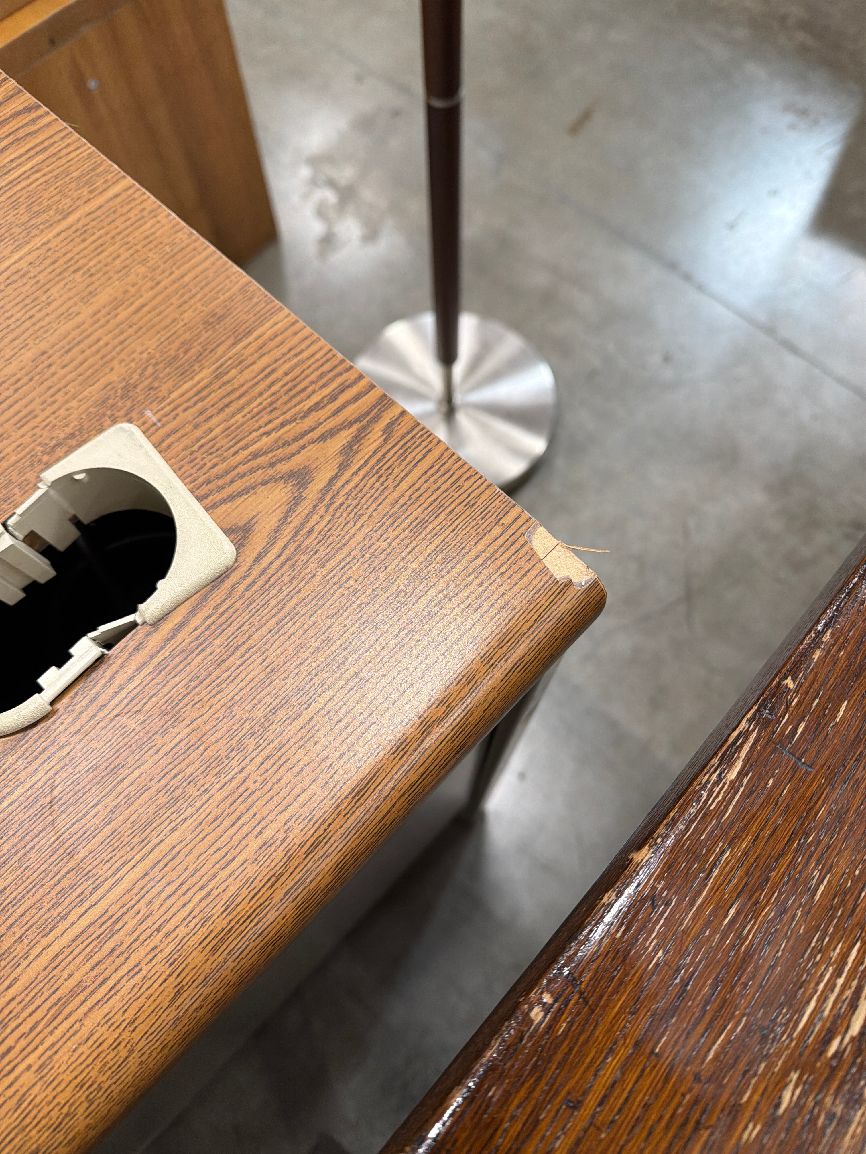Rectangular Wood Grain Laminate Office Desk with Metal Drawers