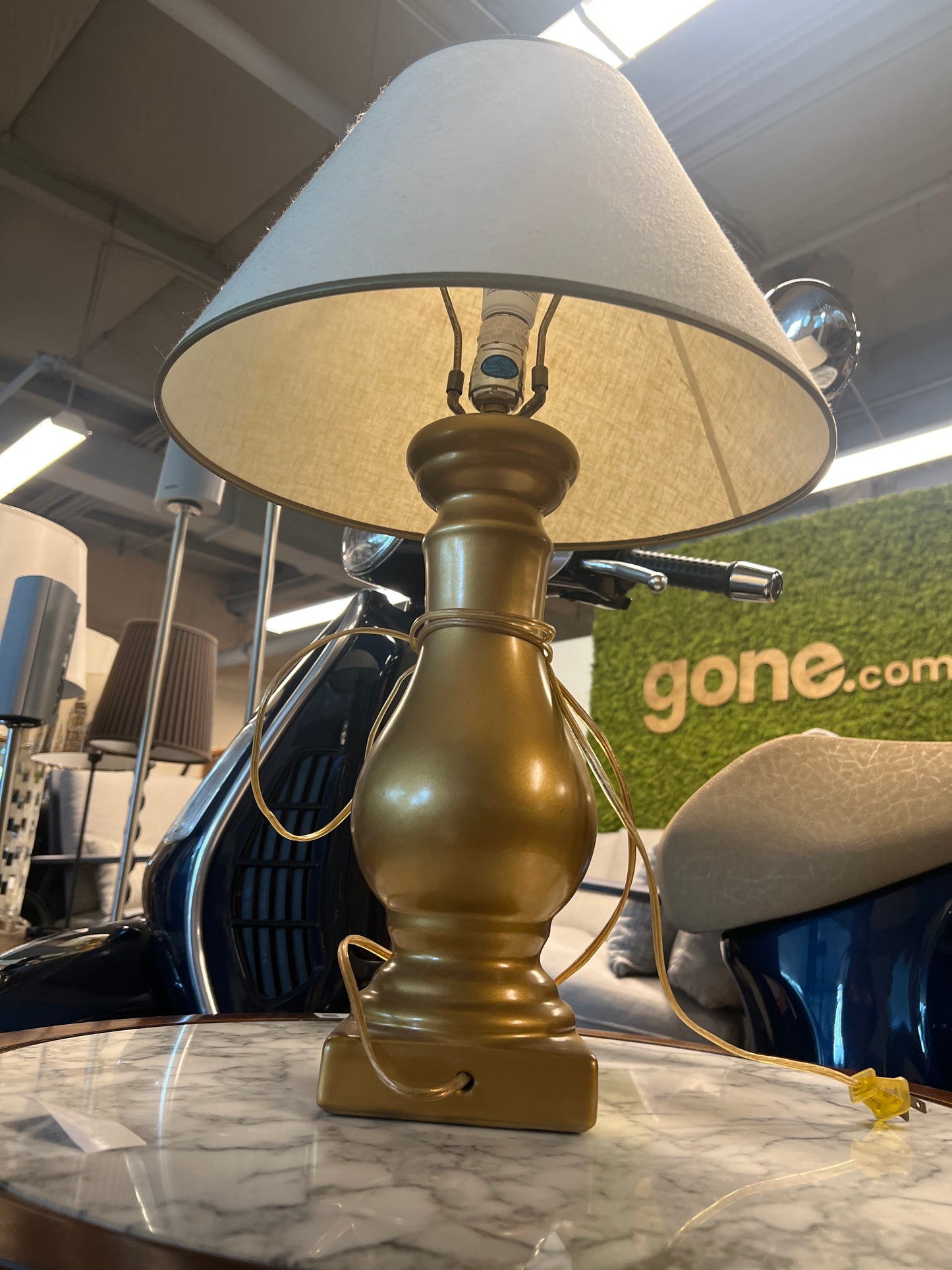 Gold Lamp with White Shade
