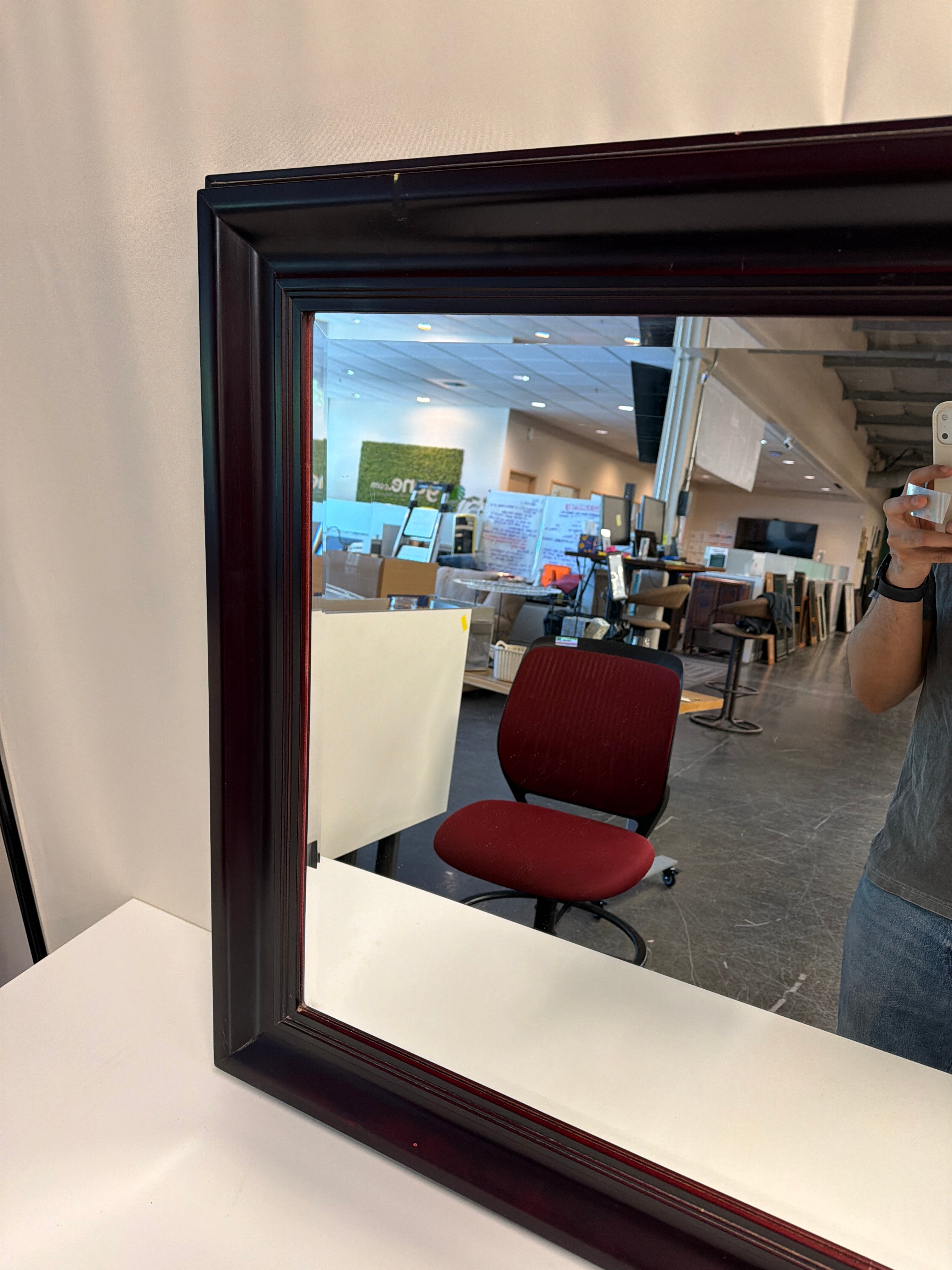 Rich Burgundy Real Wood Framed Accent Mirror