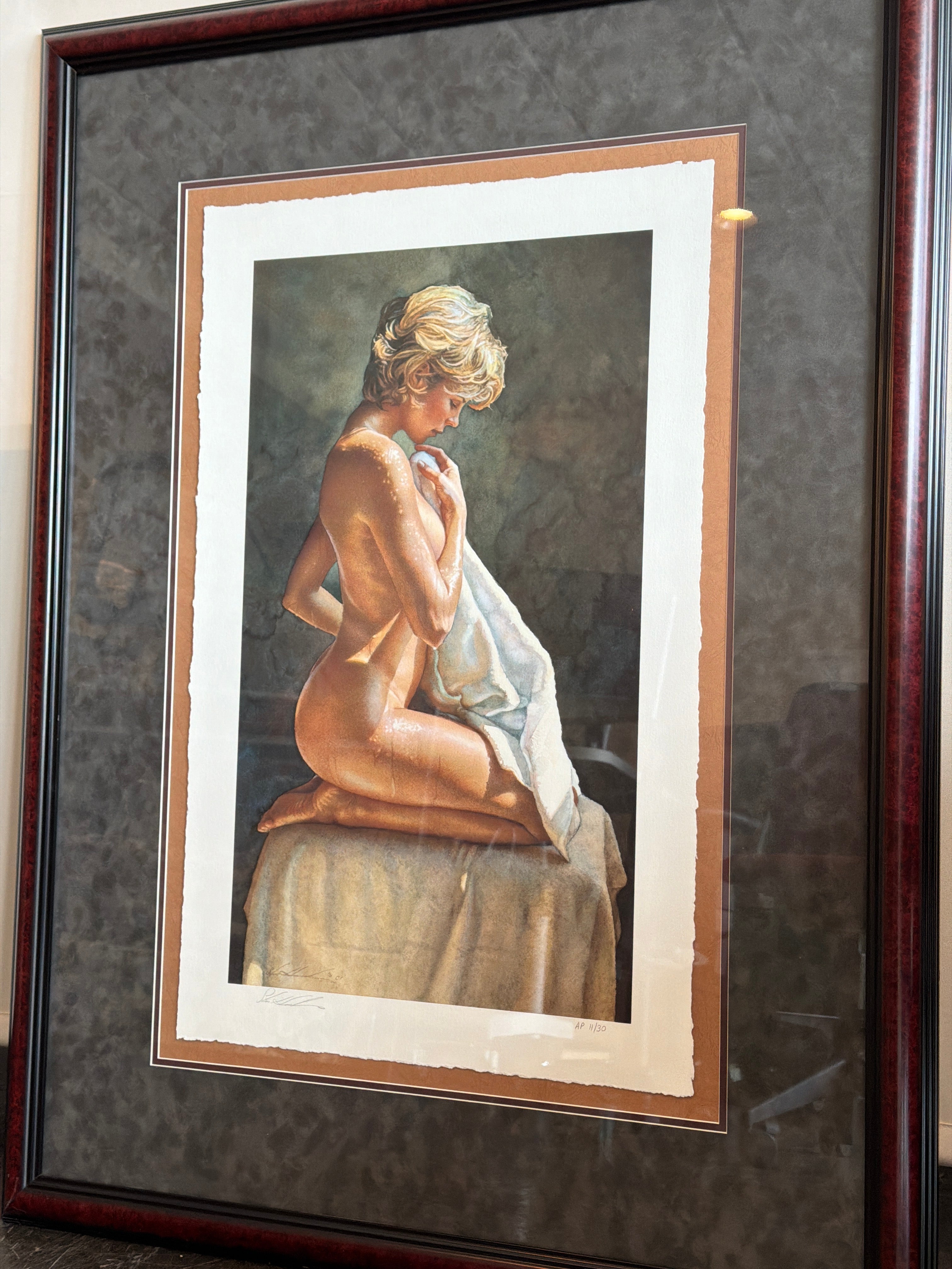 Steve Hanks Signed Framed Figurative Nude Artwork Print with Multi-Layered Matting AP 11/30