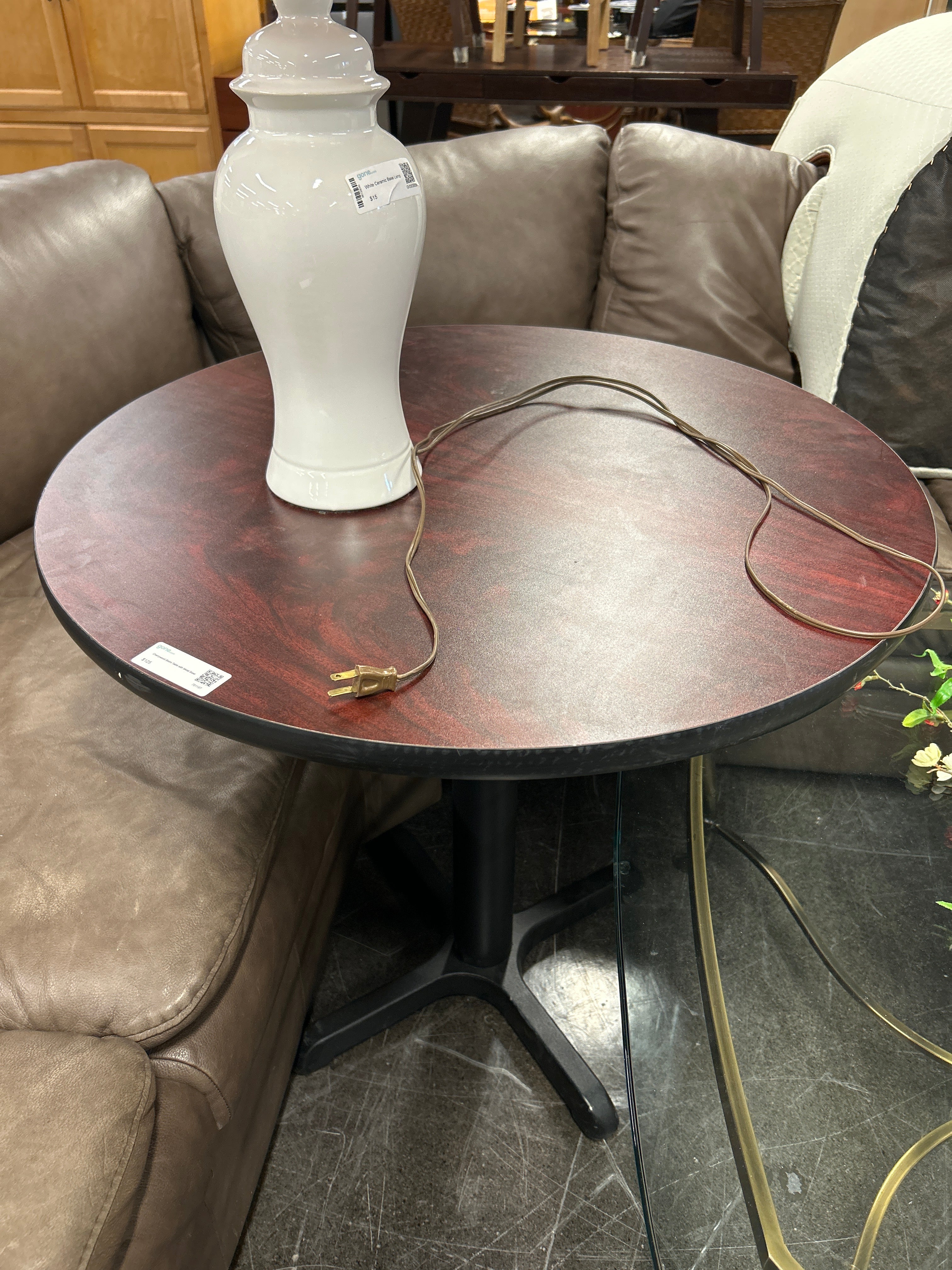 Cherrywood Bistro Table with Metal Base