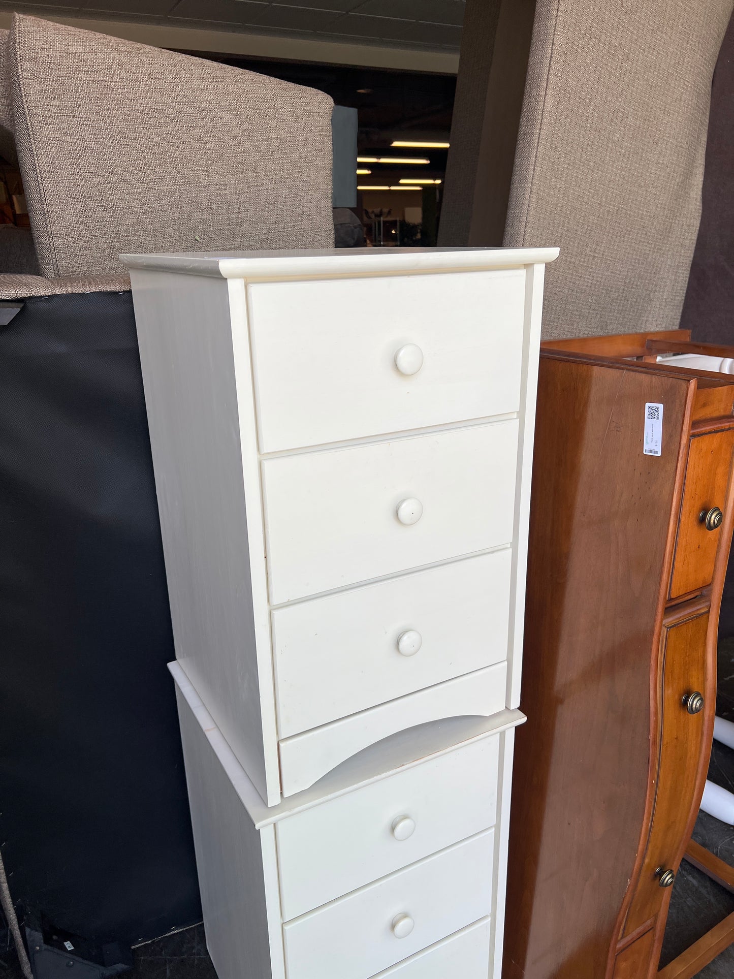 White Side Table with Three Drawers