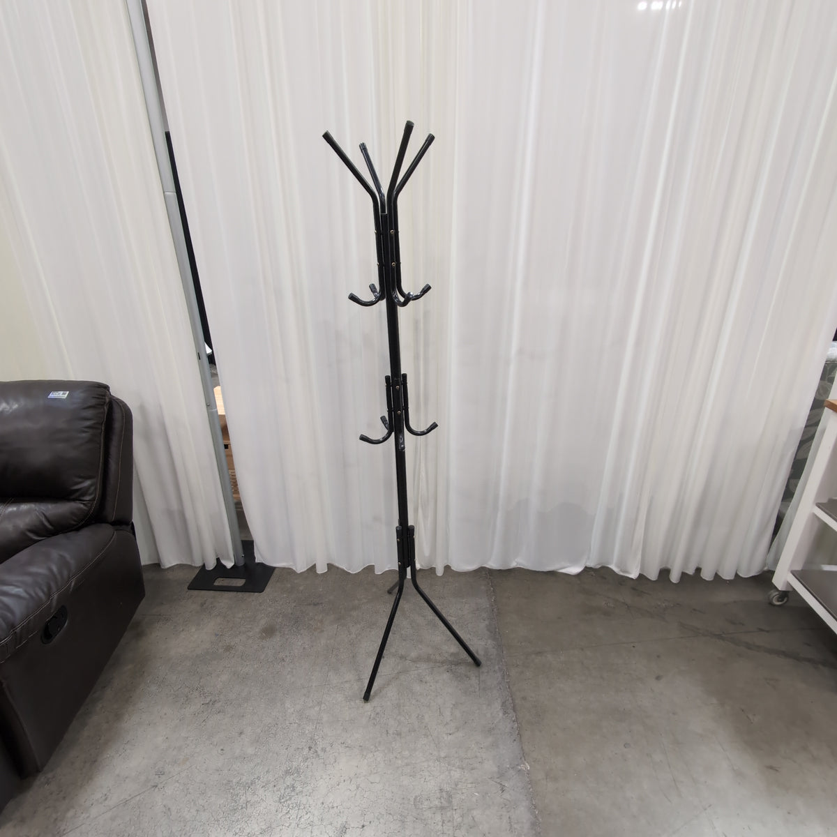 Black Metal Coat Rack with Multiple Hooks