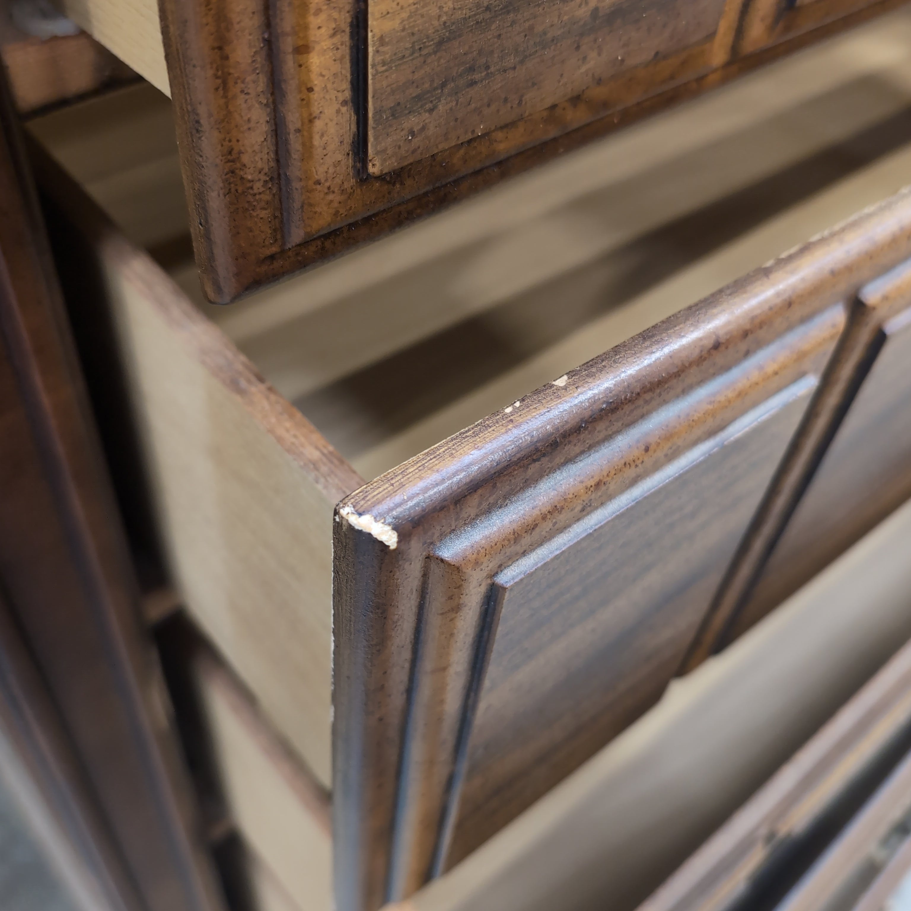 Traditional Brown Wood Five-Drawer Dresser