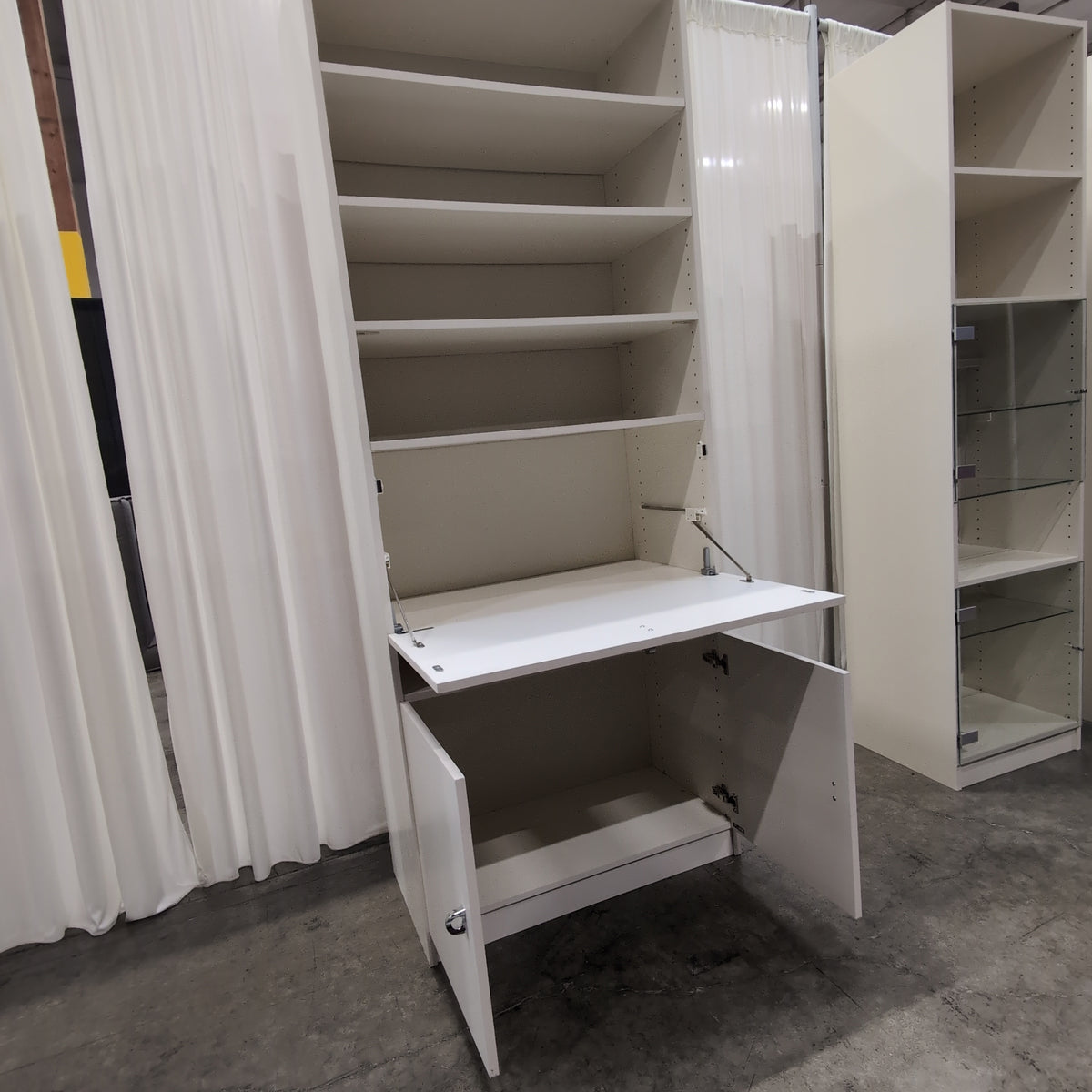 Off-White Adjustable Shelf Bookcase with Storage