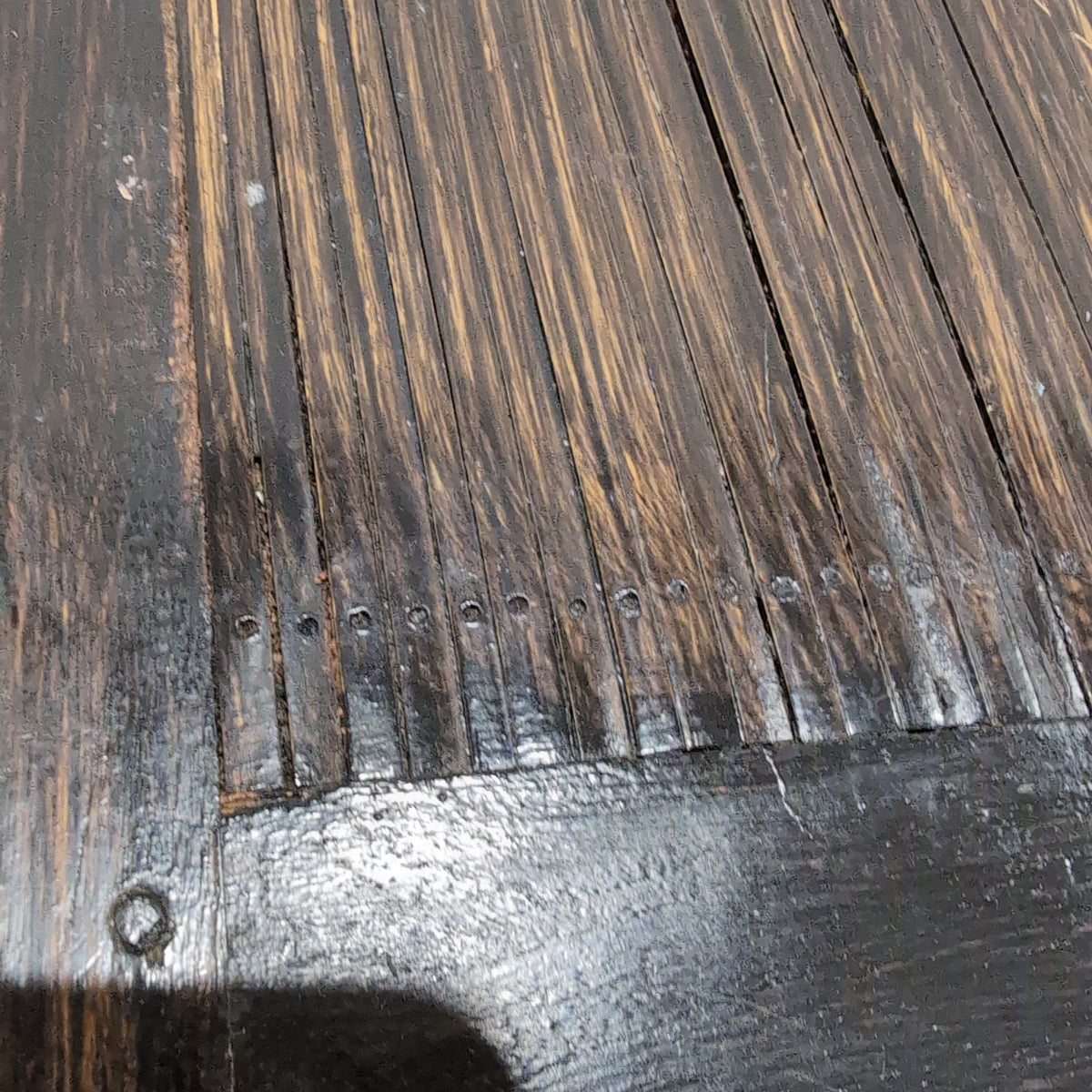 Dark Stained Hardwood Plank Dining Table