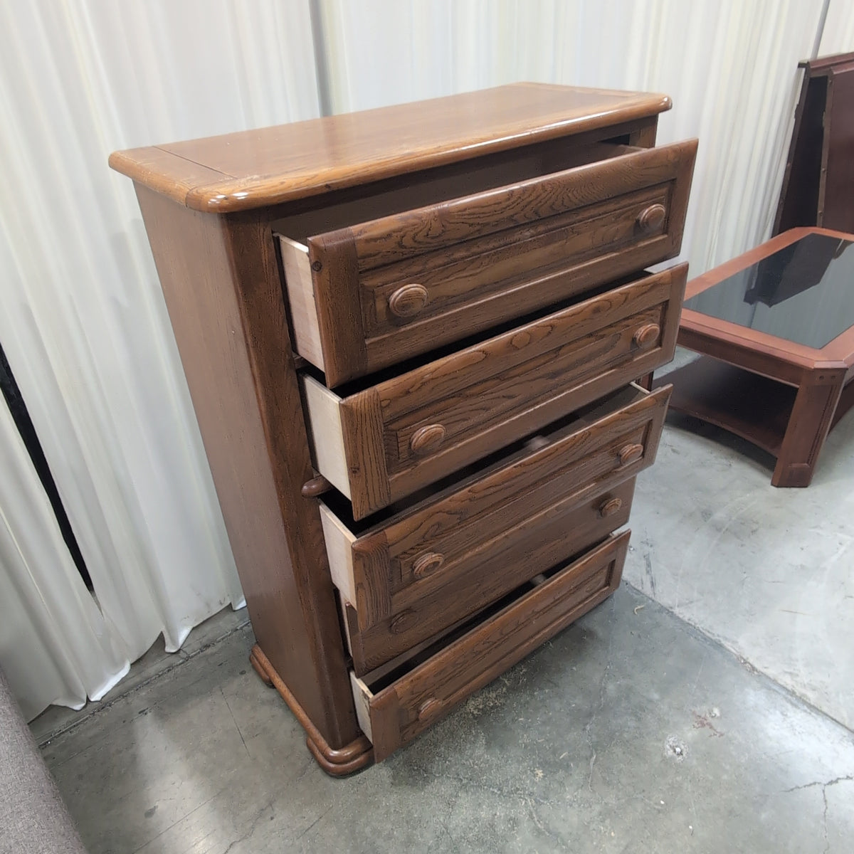 Traditional Brown Hardwood Five-Drawer Dresser with Rounded Knobs