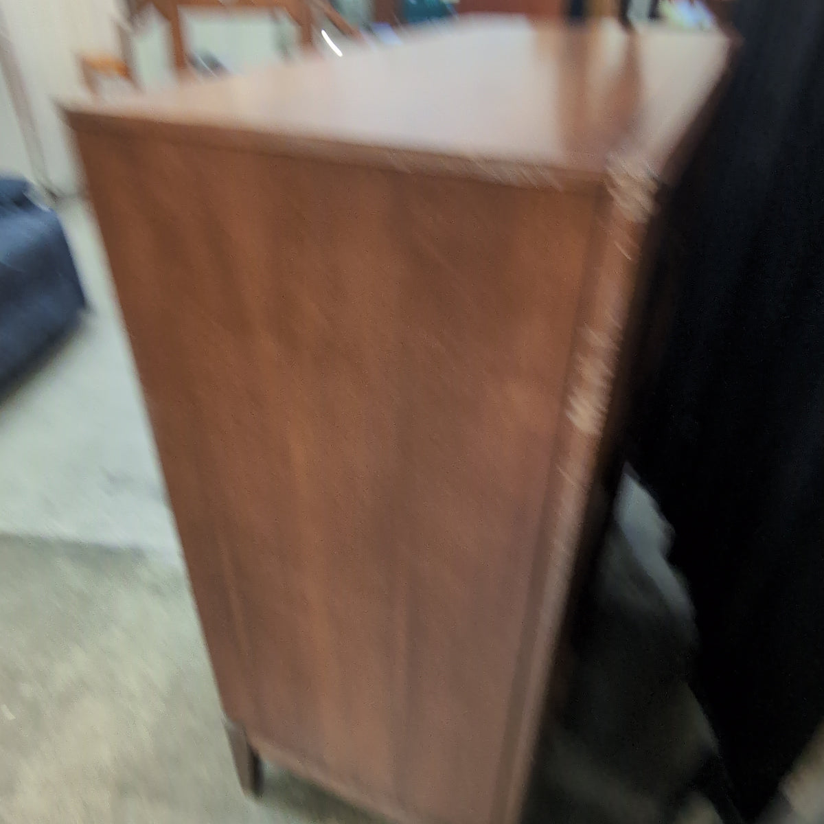 Walnut-Tone Mid-Century Modern Dresser with Recessed Pulls