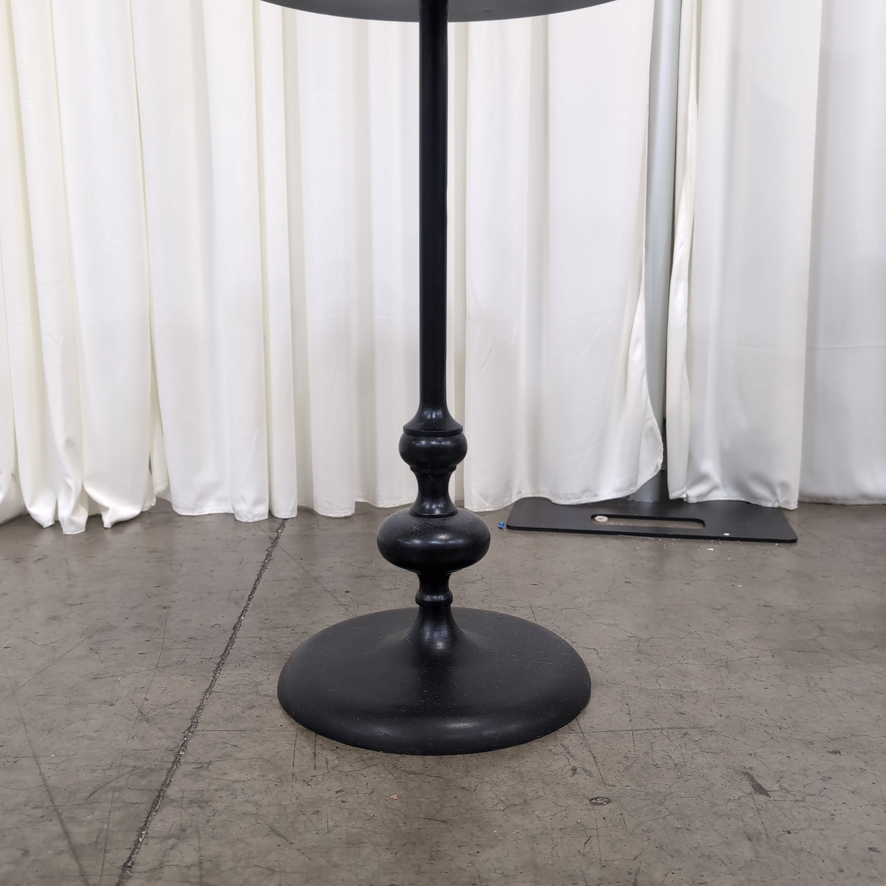 Black Iron Pedestal End Table with Tray Top