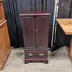 Dark Cherry Finish Wood Jewelry Armoire with Ornate Hardware