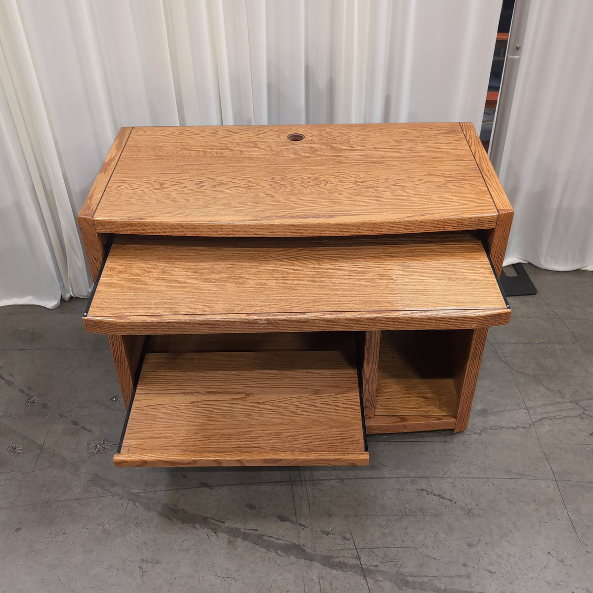 Natural Wood Computer Desk with Pull-Out Shelves