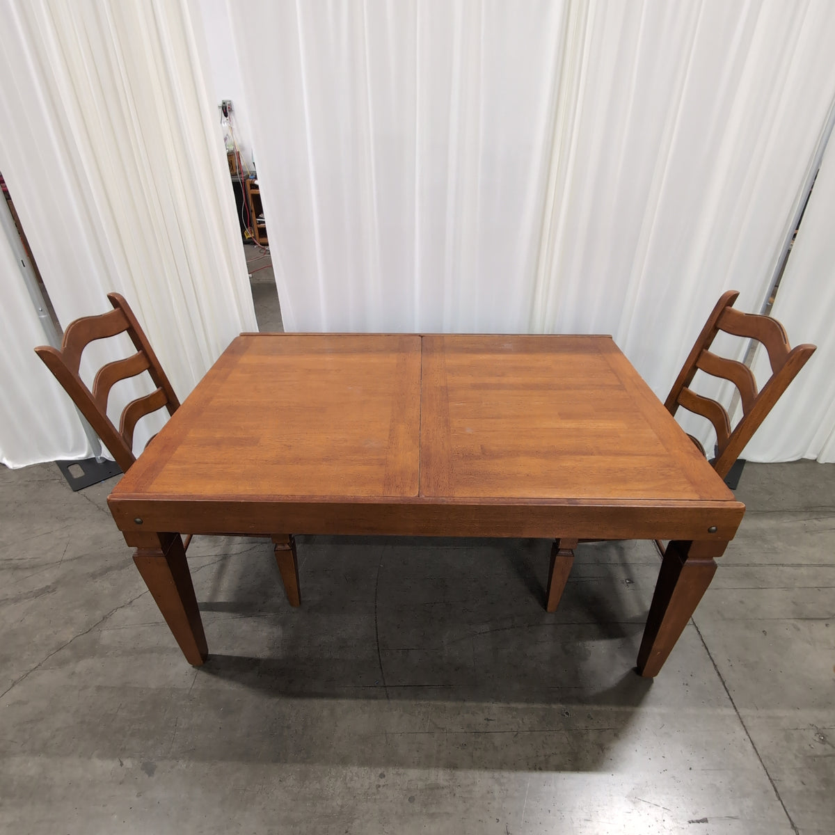 Warm Cherry Finish Wood Dining Table with Extension Leaf