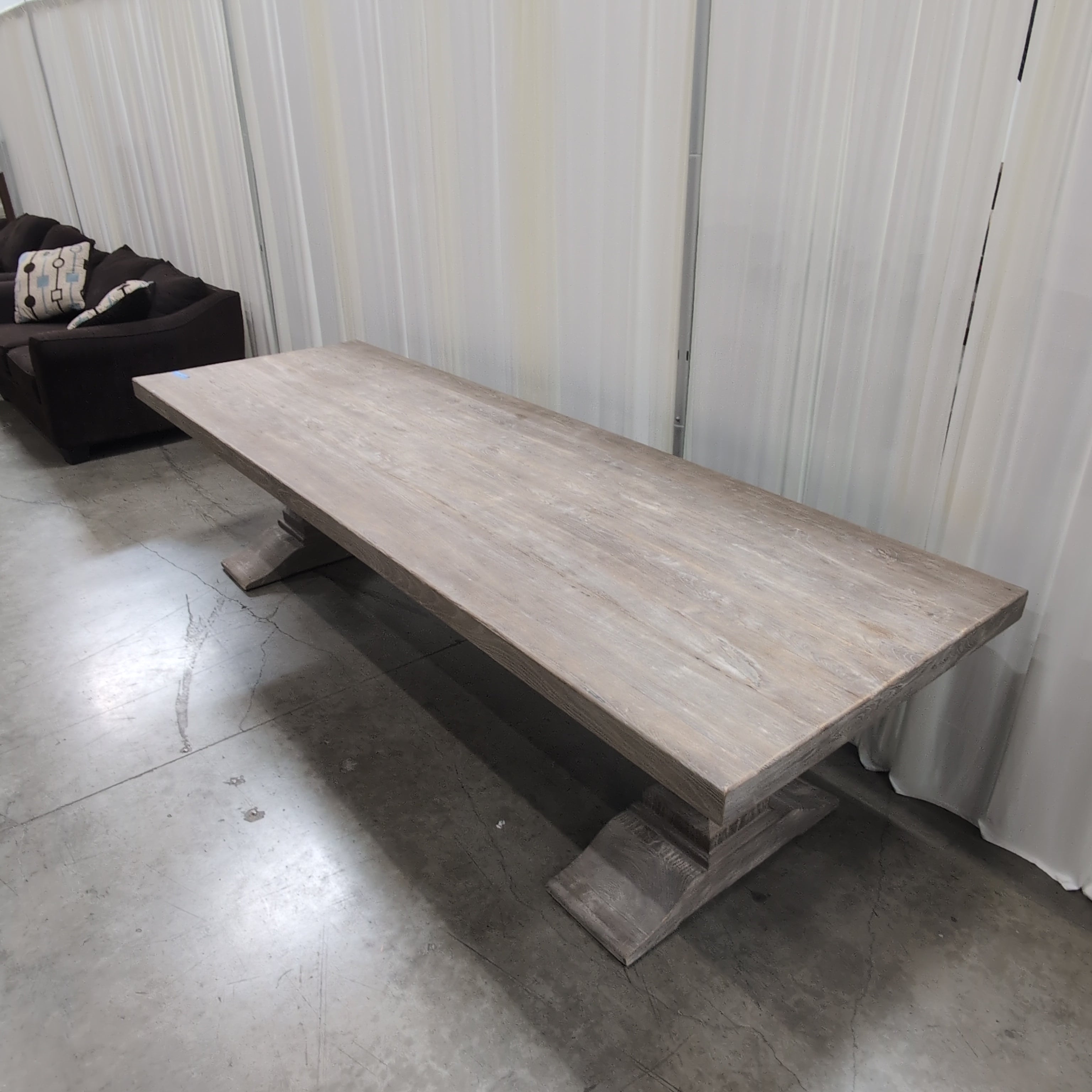 Long Grey Washed Wood Dining Table