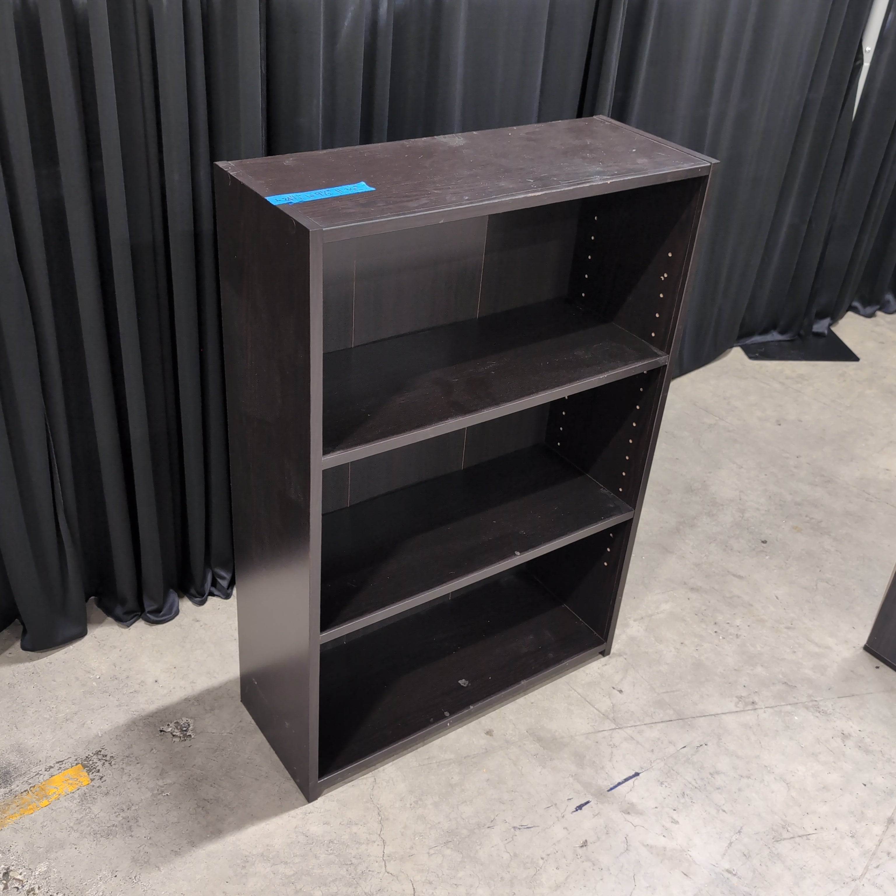 Dark Brown Three-Shelf Bookcase with Adjustable Shelves