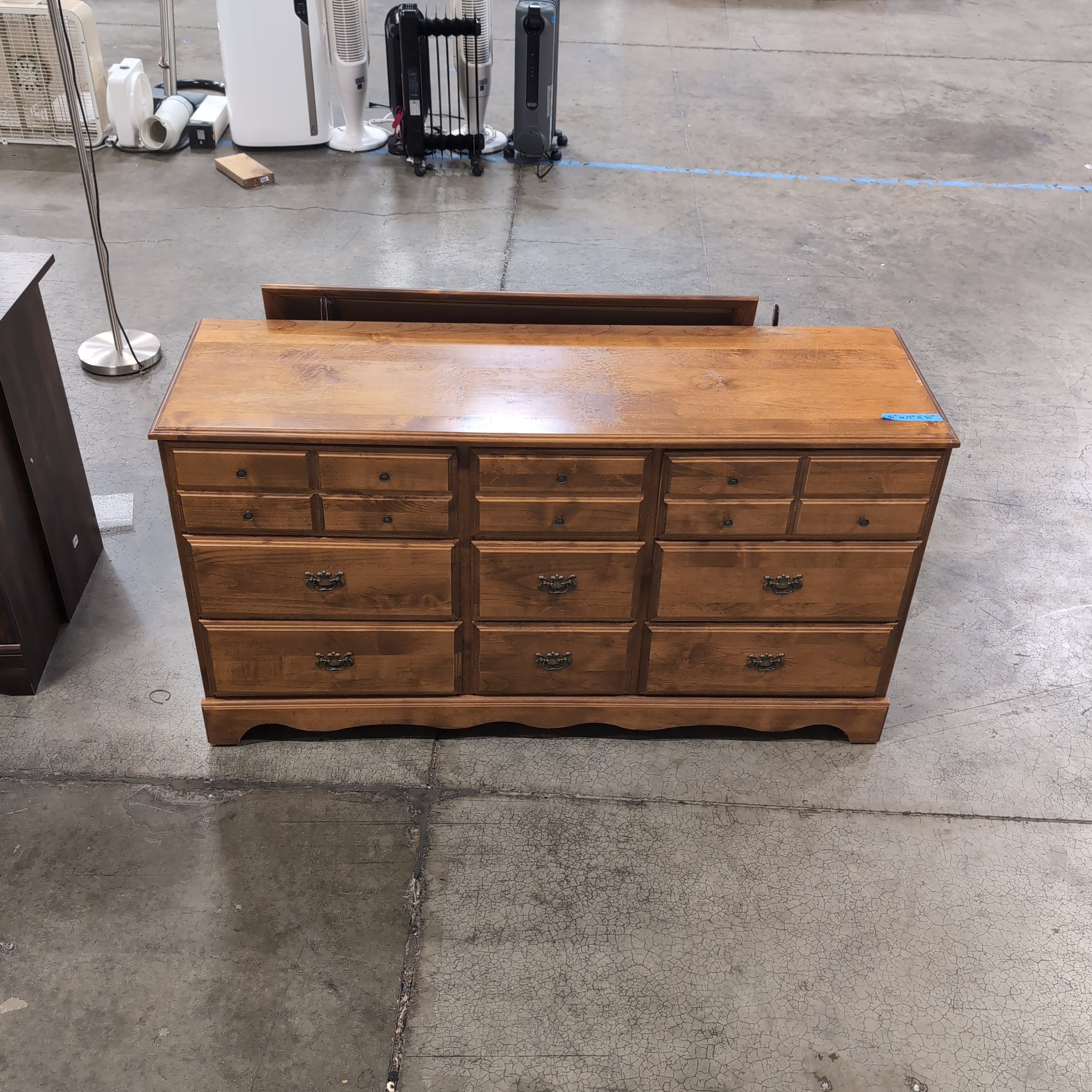 Medium Brown Nine-Drawer Wood Dresser