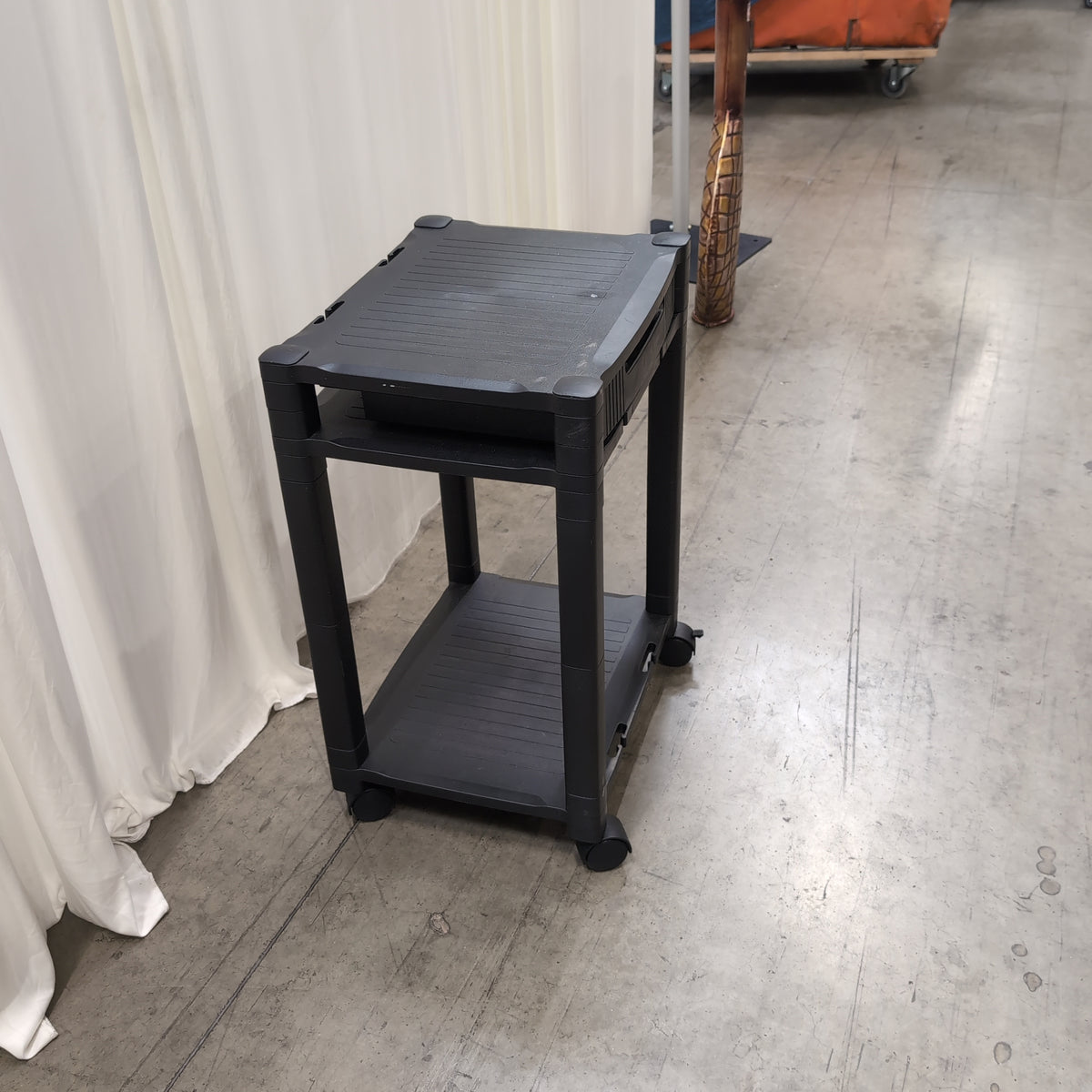 Black Three-Tier Plastic Rolling Cart