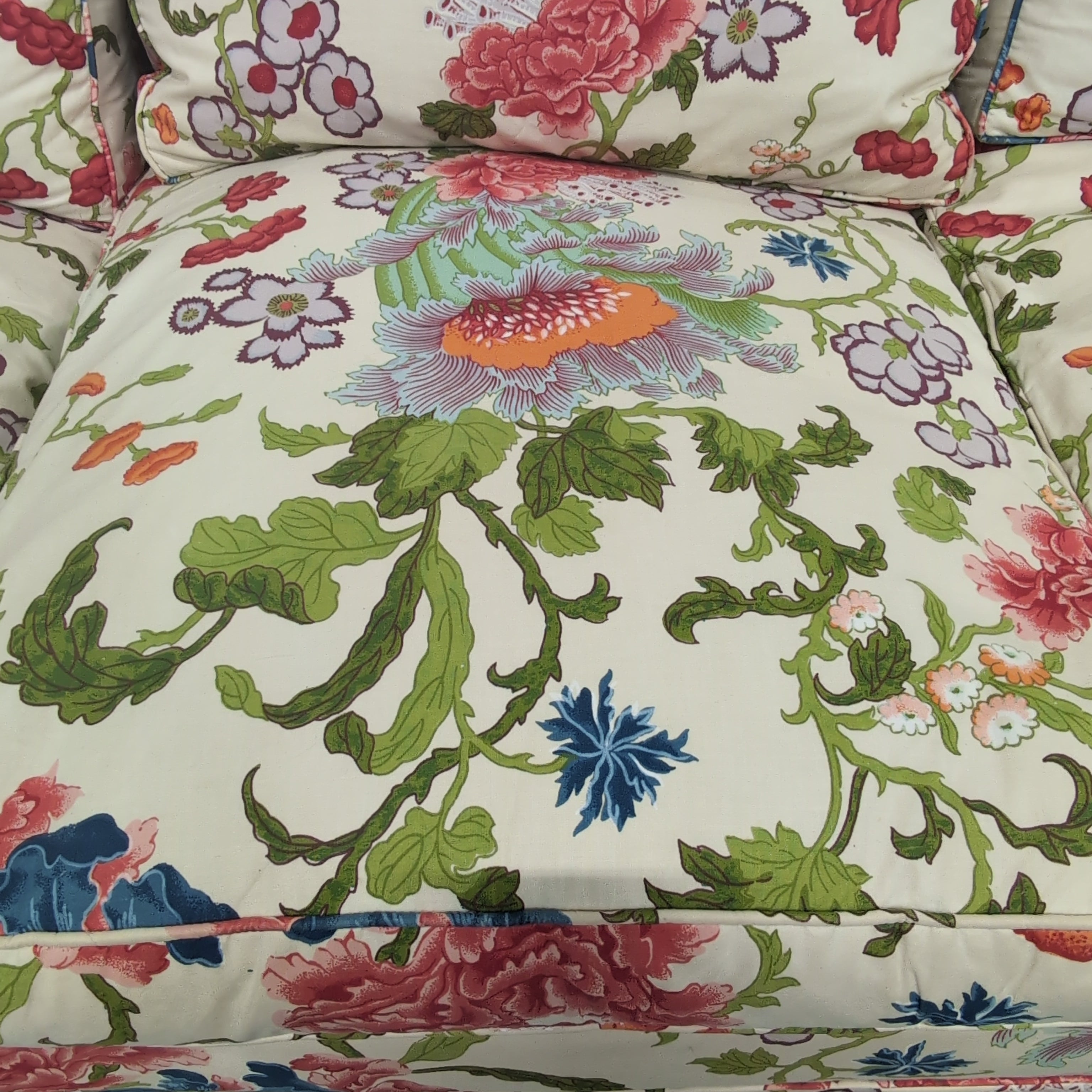 Chestnut Hill Collection Vibrant Floral Print Three-Cushion Couch