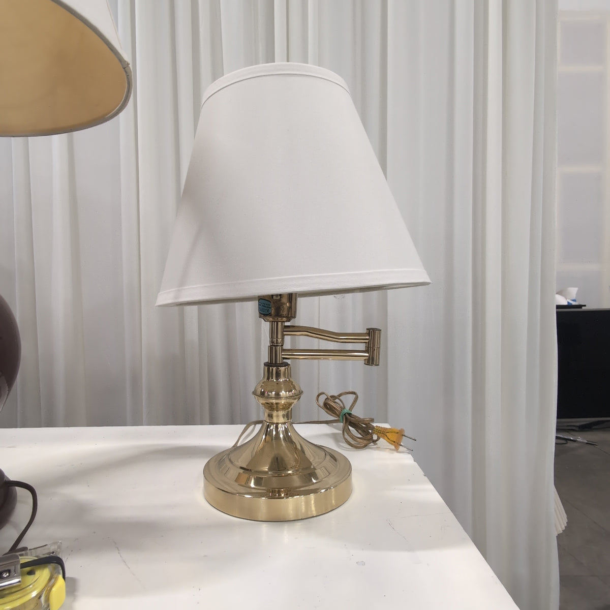 Polished Brass Swing Arm Table Lamp