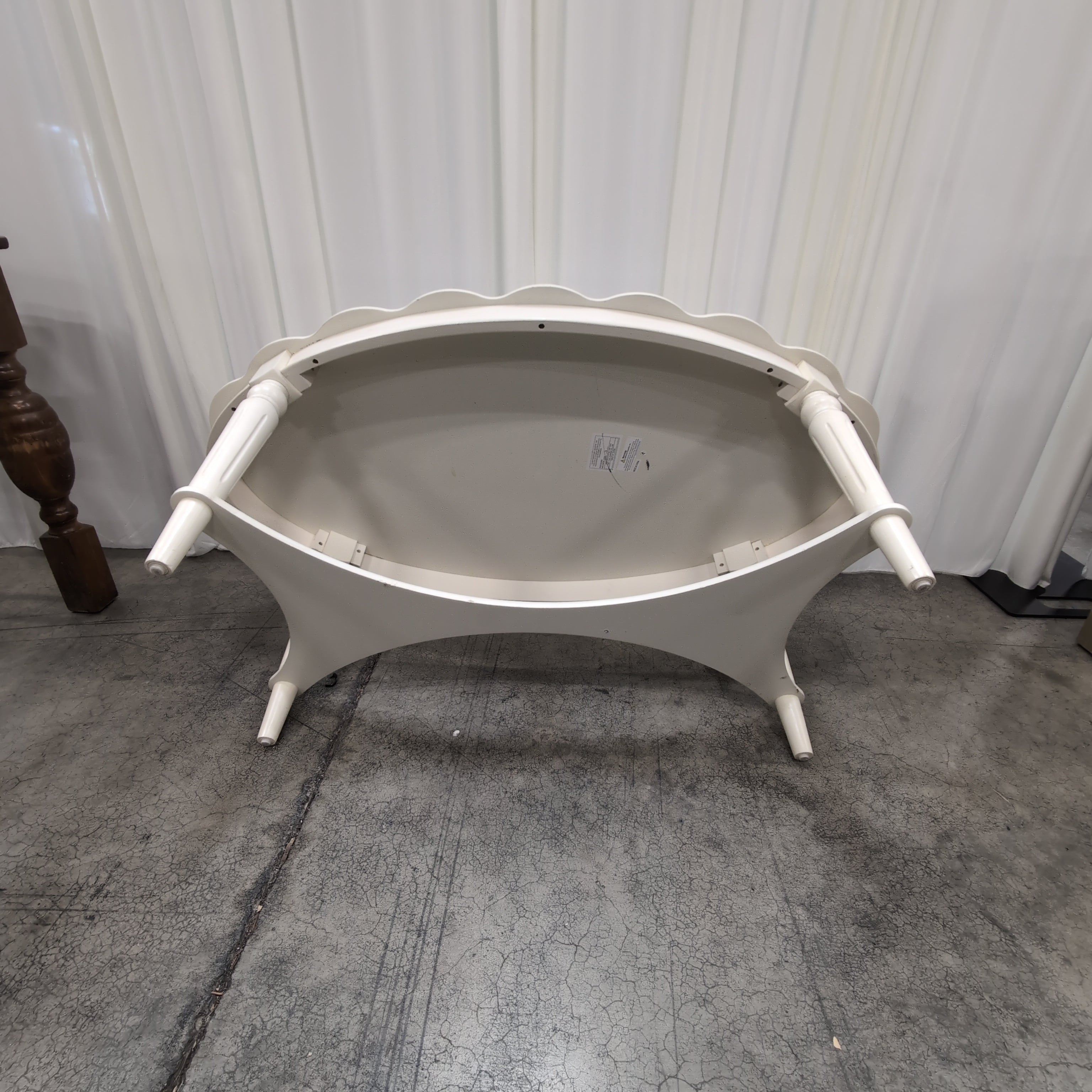 White Scalloped Oval Coffee Table