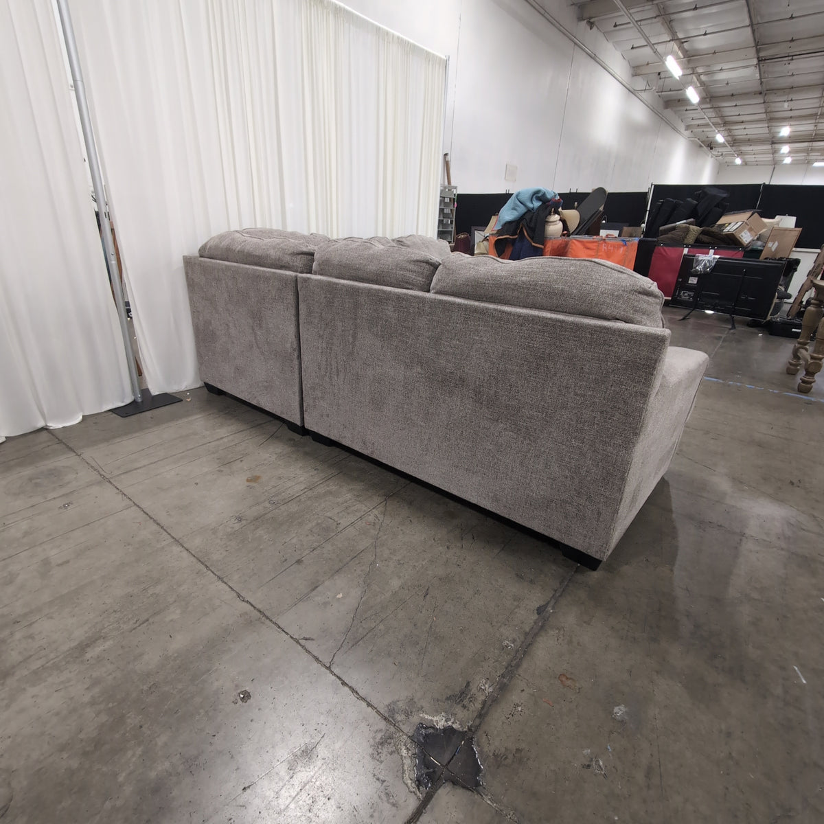 Textured Fabric Square Storage Ottoman in Beige