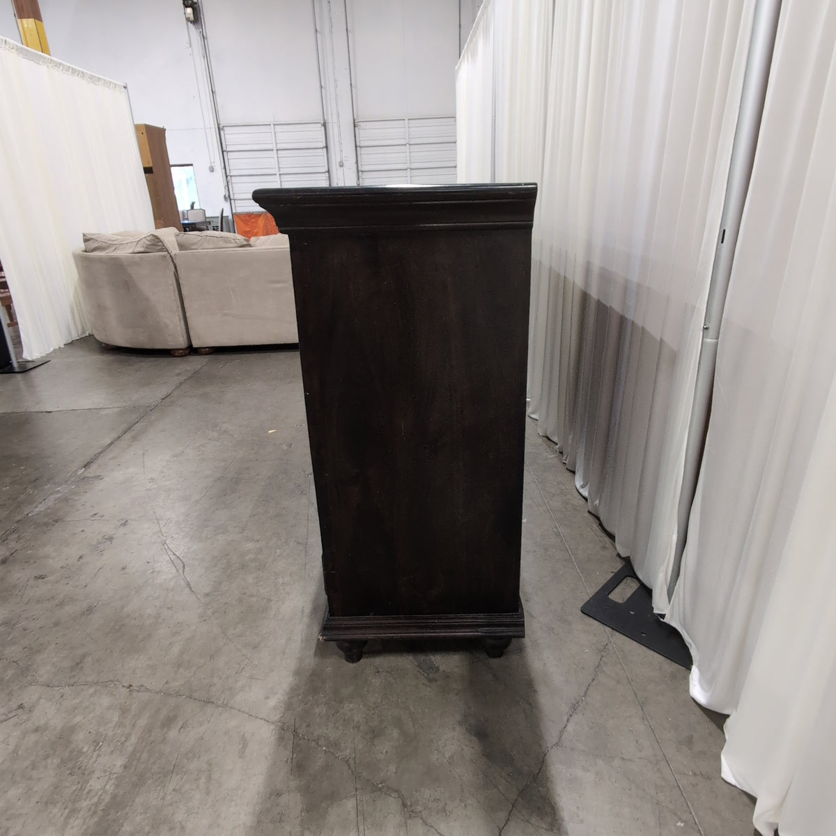Dark Wood Buffet with Ornate Metal Doors