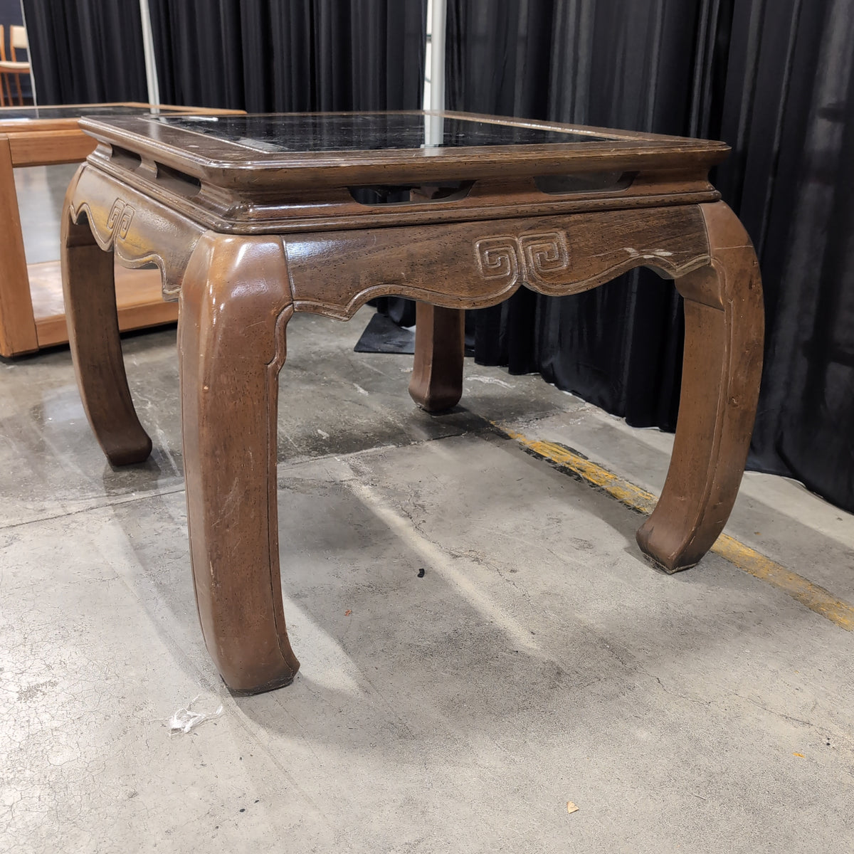 Light Wood Square Coffee Table with Glass Top