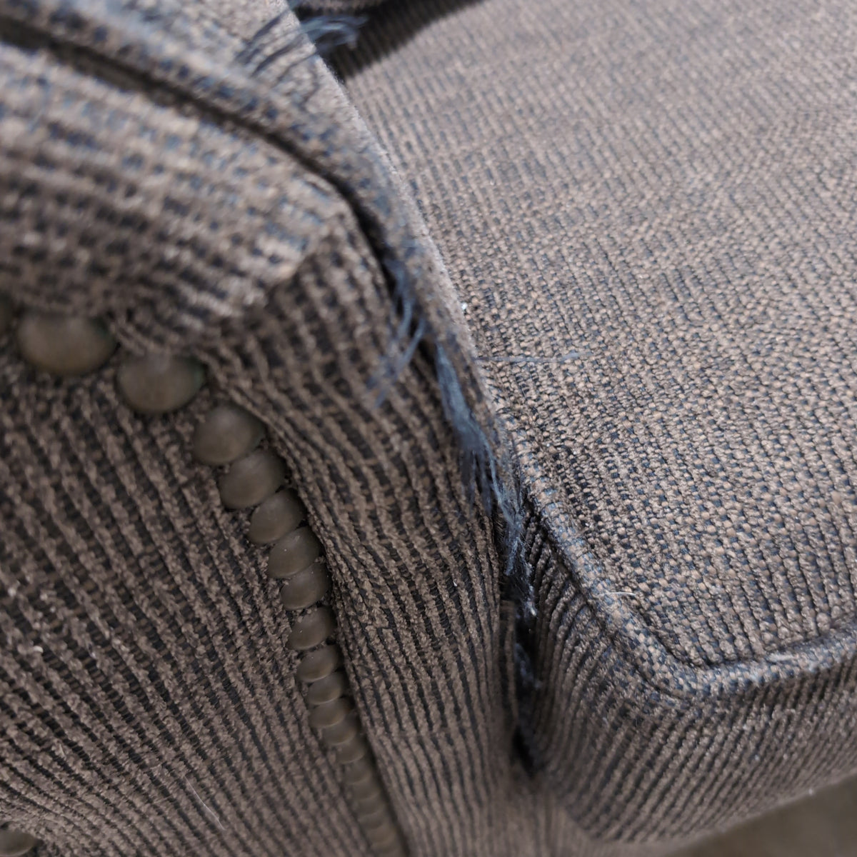 Dark Gray Fabric Loveseat with Rolled Arms