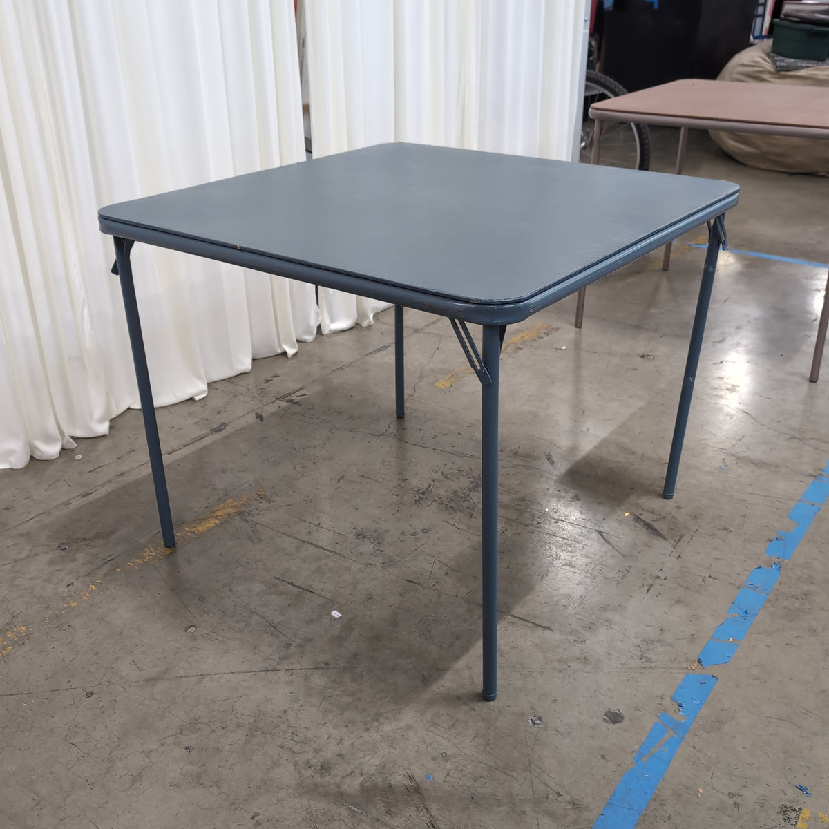 Rectangular Dark Blue Folding Table with Vinyl Top
