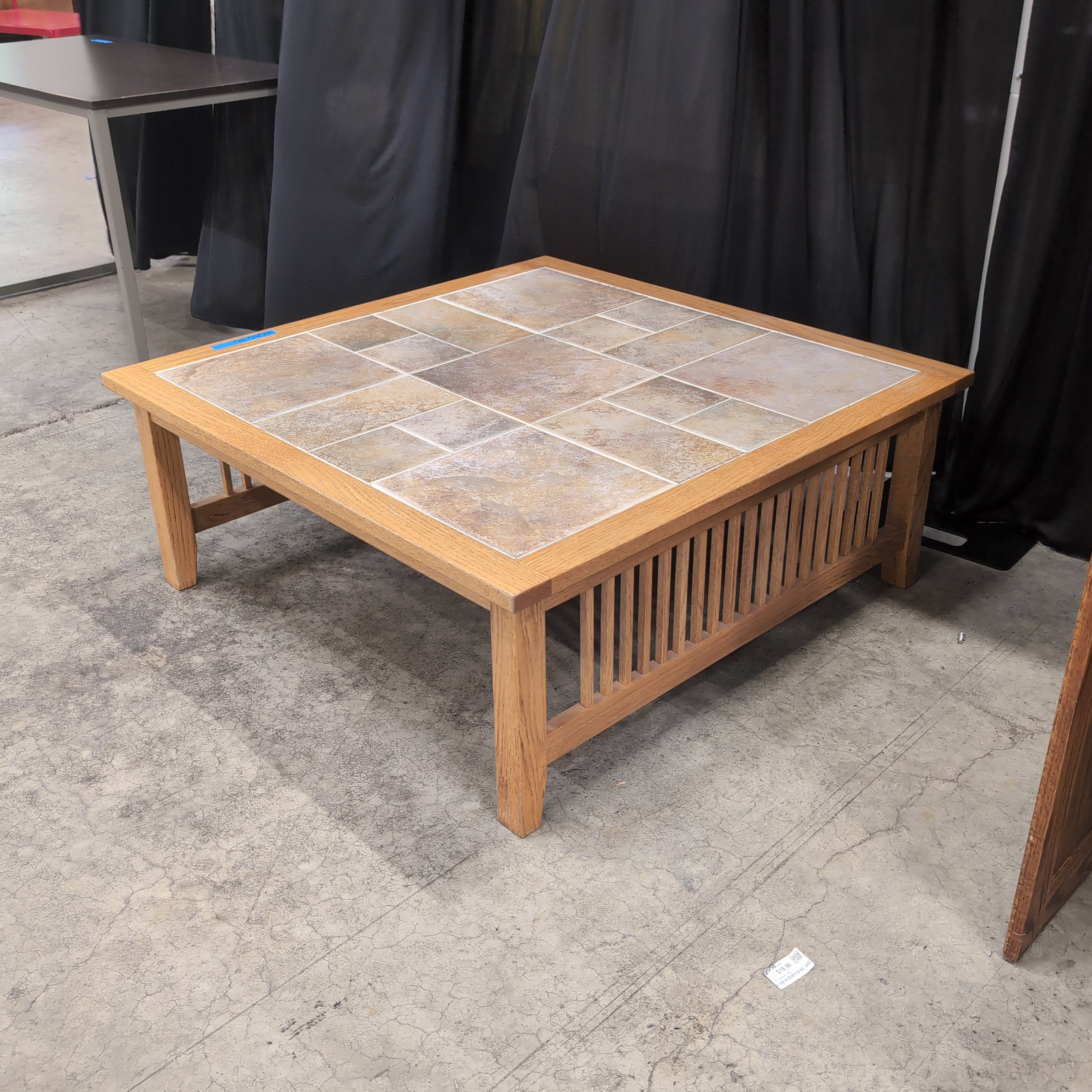 Mission Style Wood Coffee Table with Tile Top