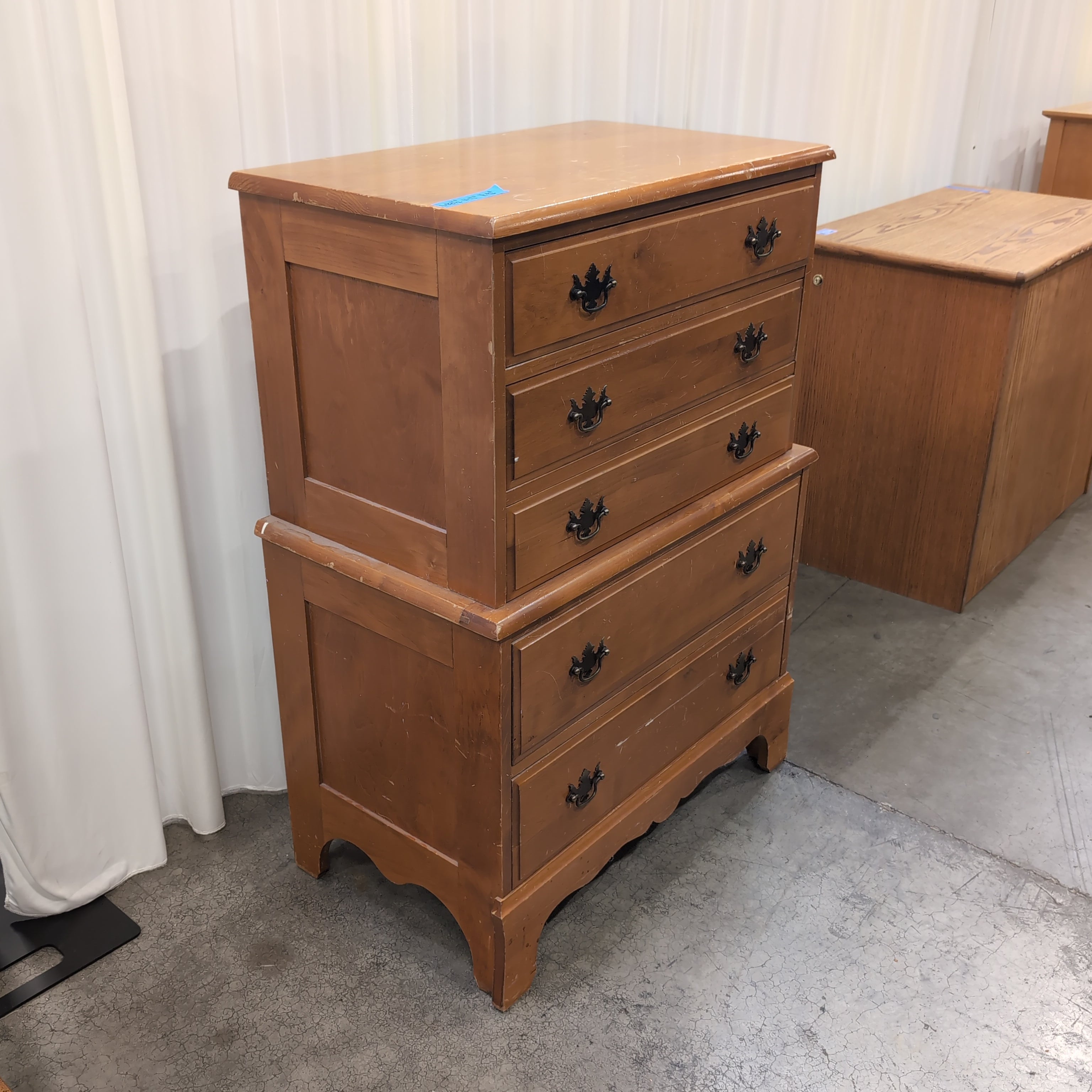 Traditional Light Wood Three-Drawer Dresser with Ornate Hardware