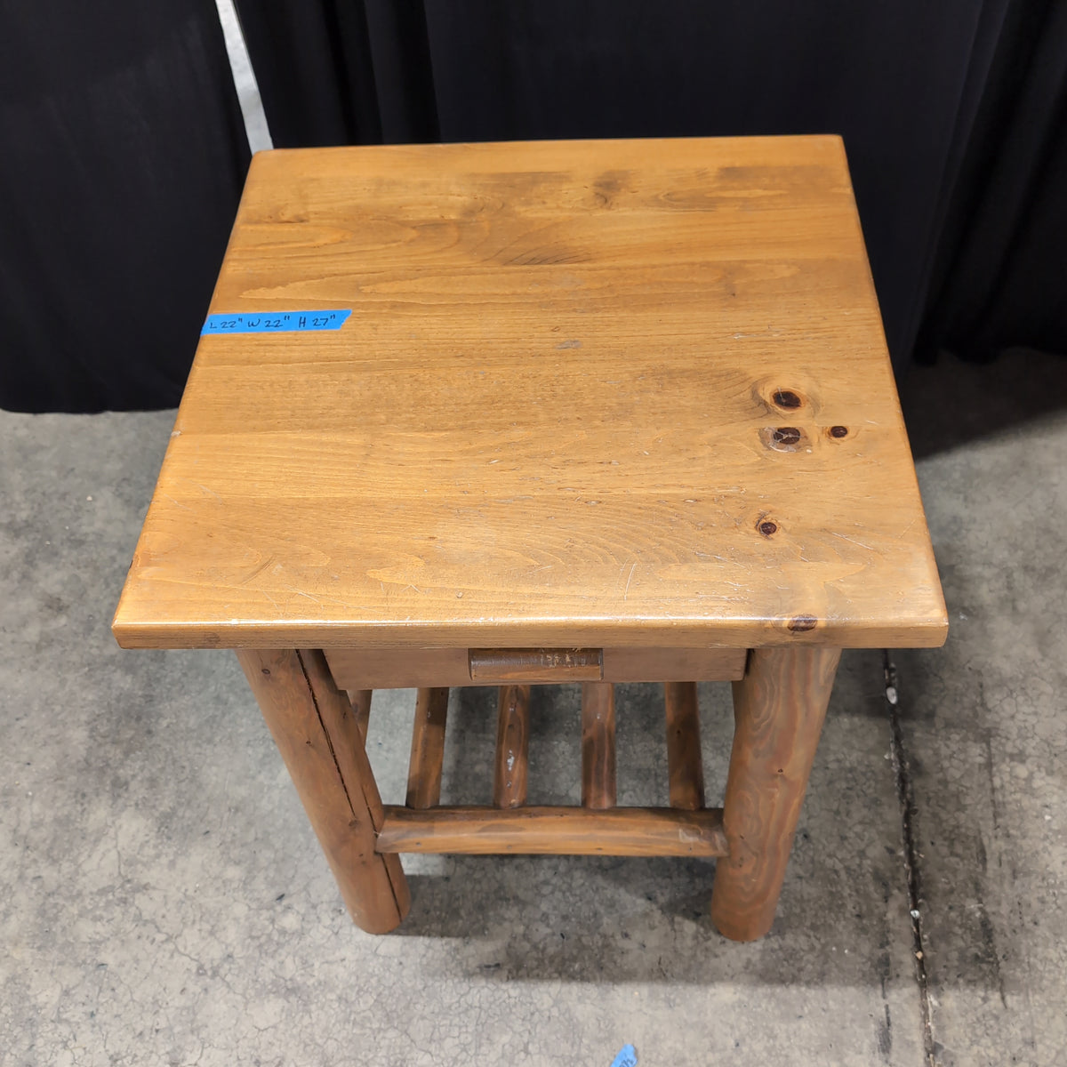 Rustic Honey Wood End Table with Chunky Legs