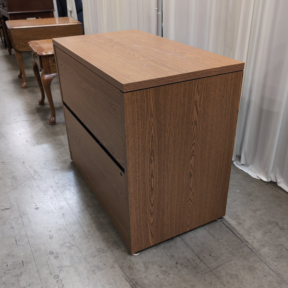 Medium Brown Two-Drawer Lateral File Cabinet